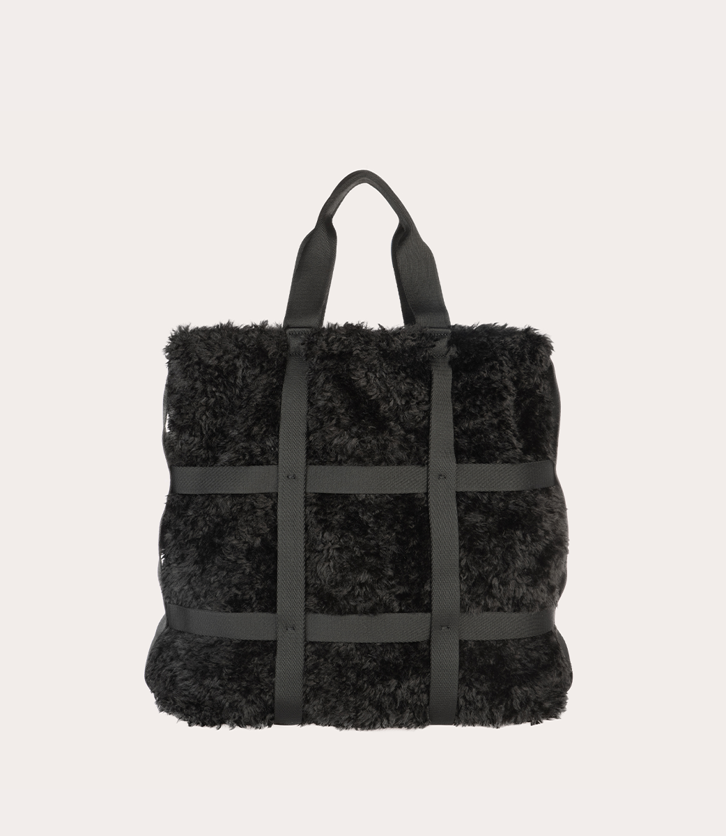 Tucano Cage Tote Tasche Kunstfell Schwarz Laptop