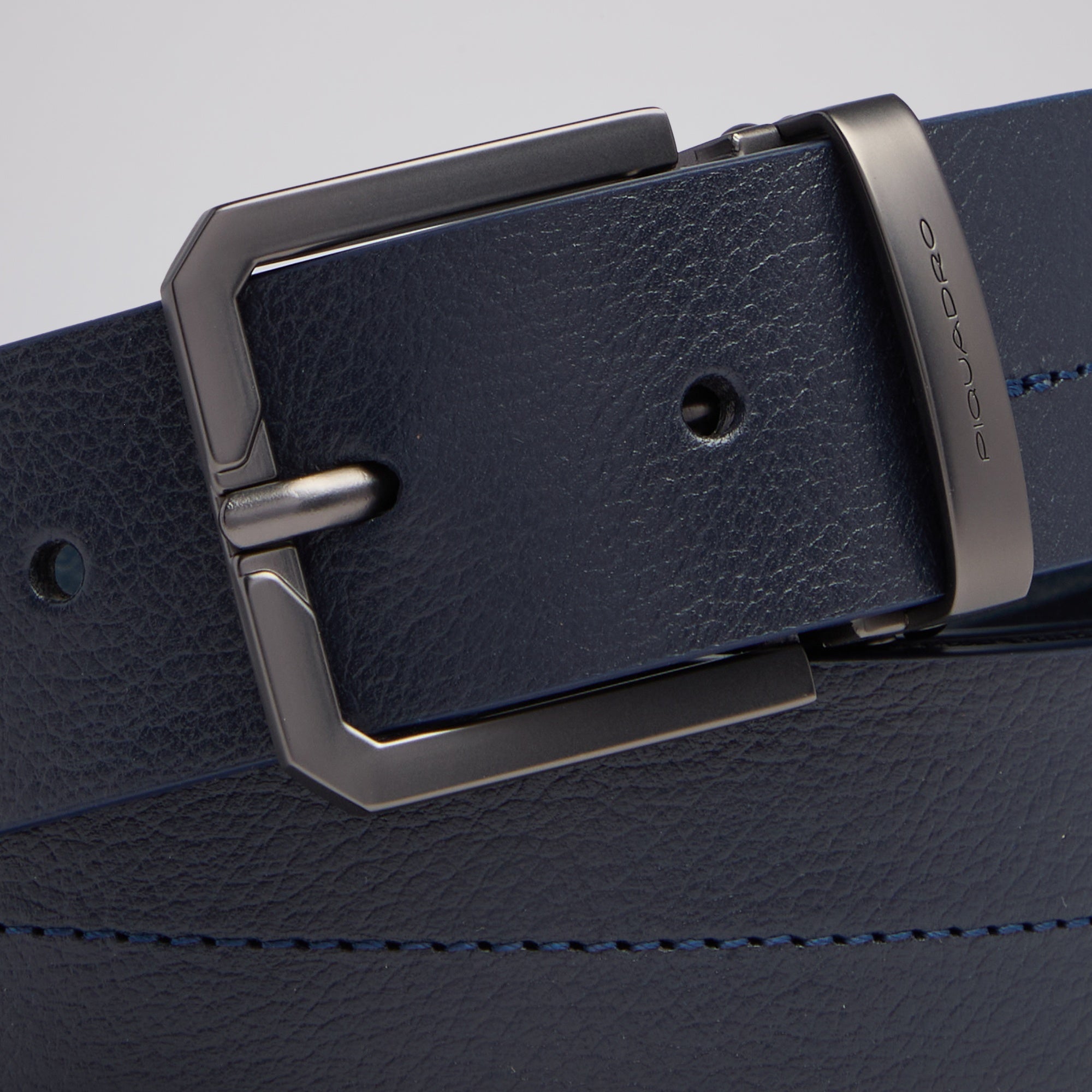 Piquadro Russel Ledergürtel Herren Blau Dornschließe