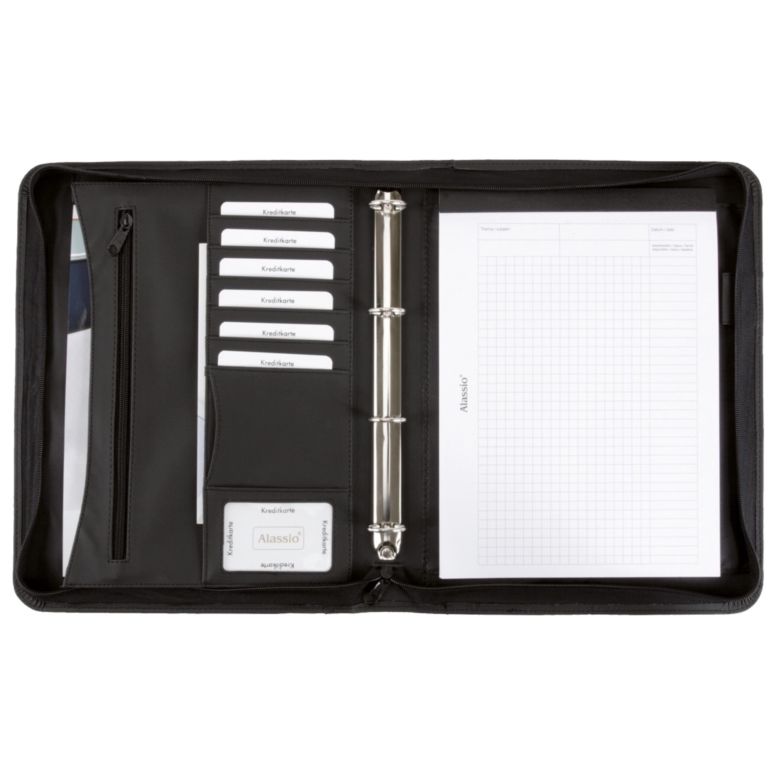 Lightpak Office Set Schreibmappe A4 schwarz Ringmechanik Block