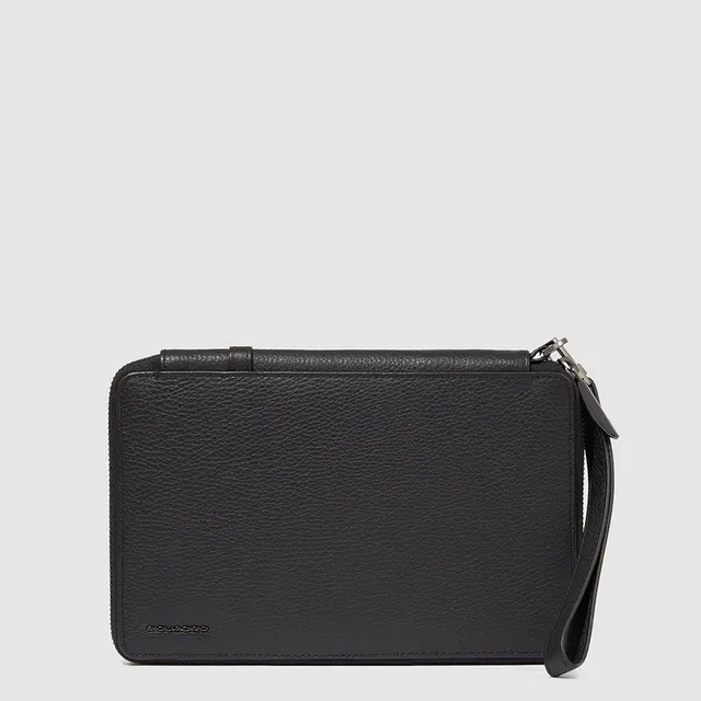 Piquadro Blue Square Reisedokumententasche Schwarz Leder RFID