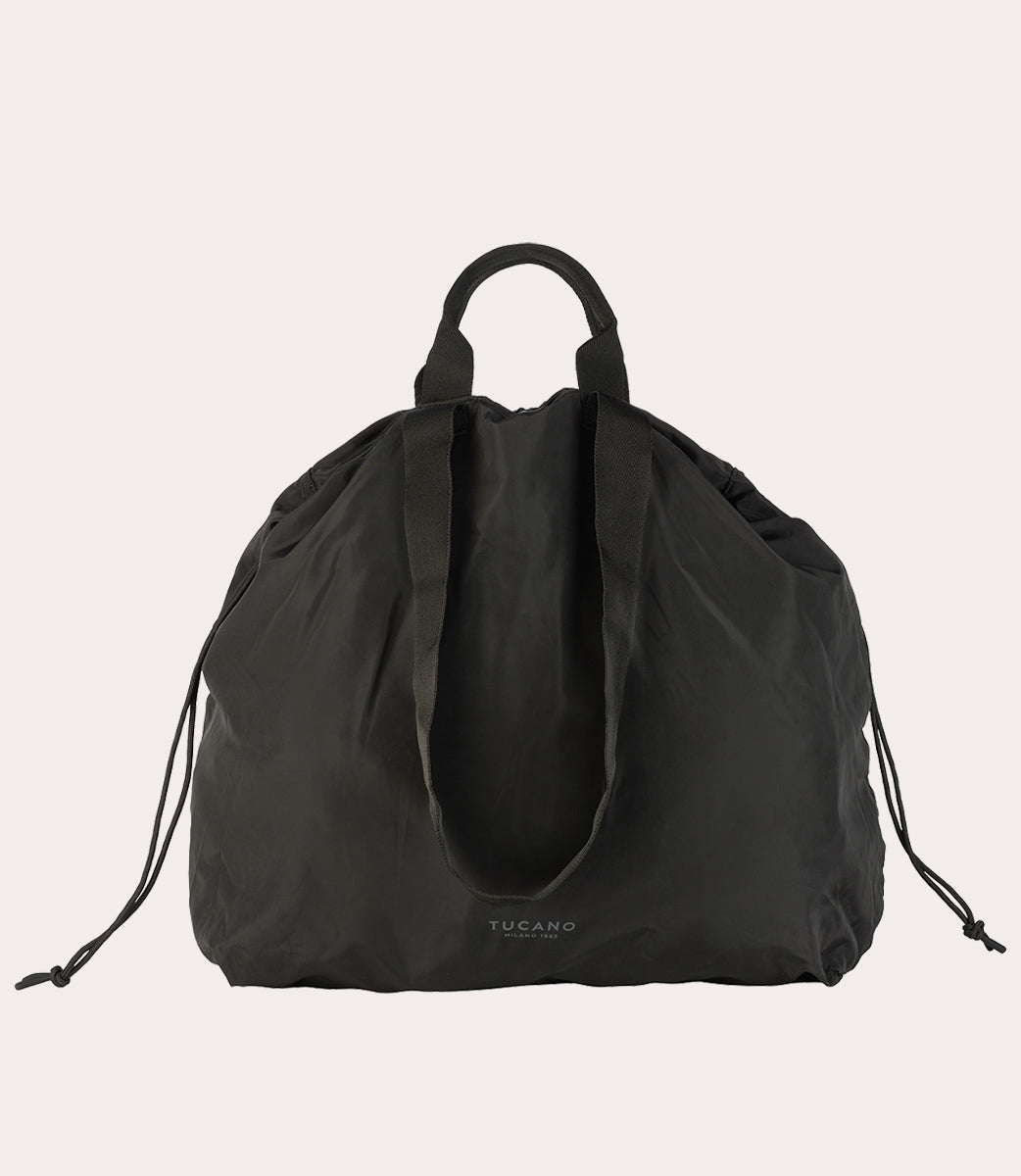 Tucano Sporta Shopper Schwarz faltbar Recycling Kordelzug