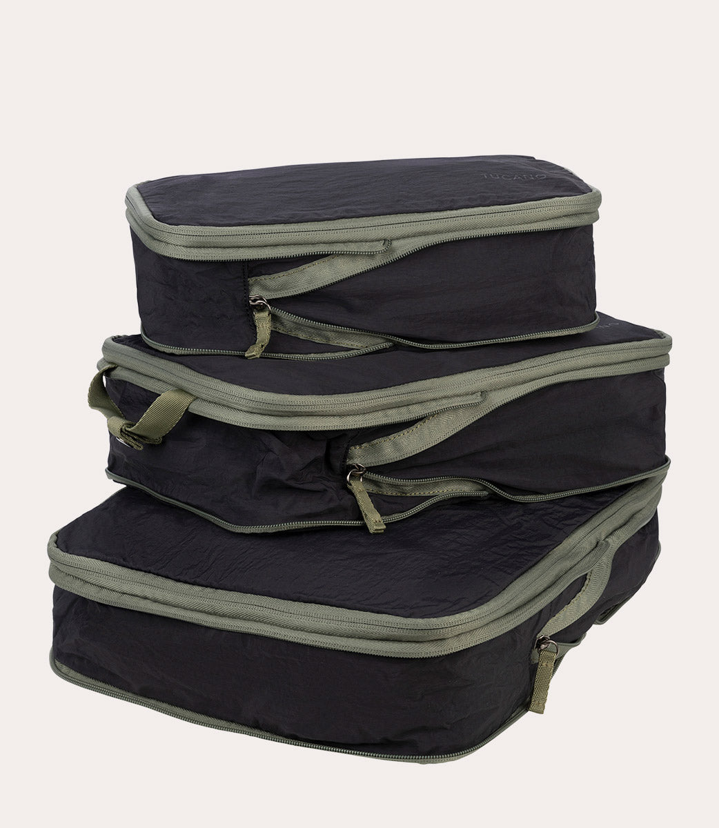 Tucano Pigio Kofferorganizer 3er Set Schwarz Kompression