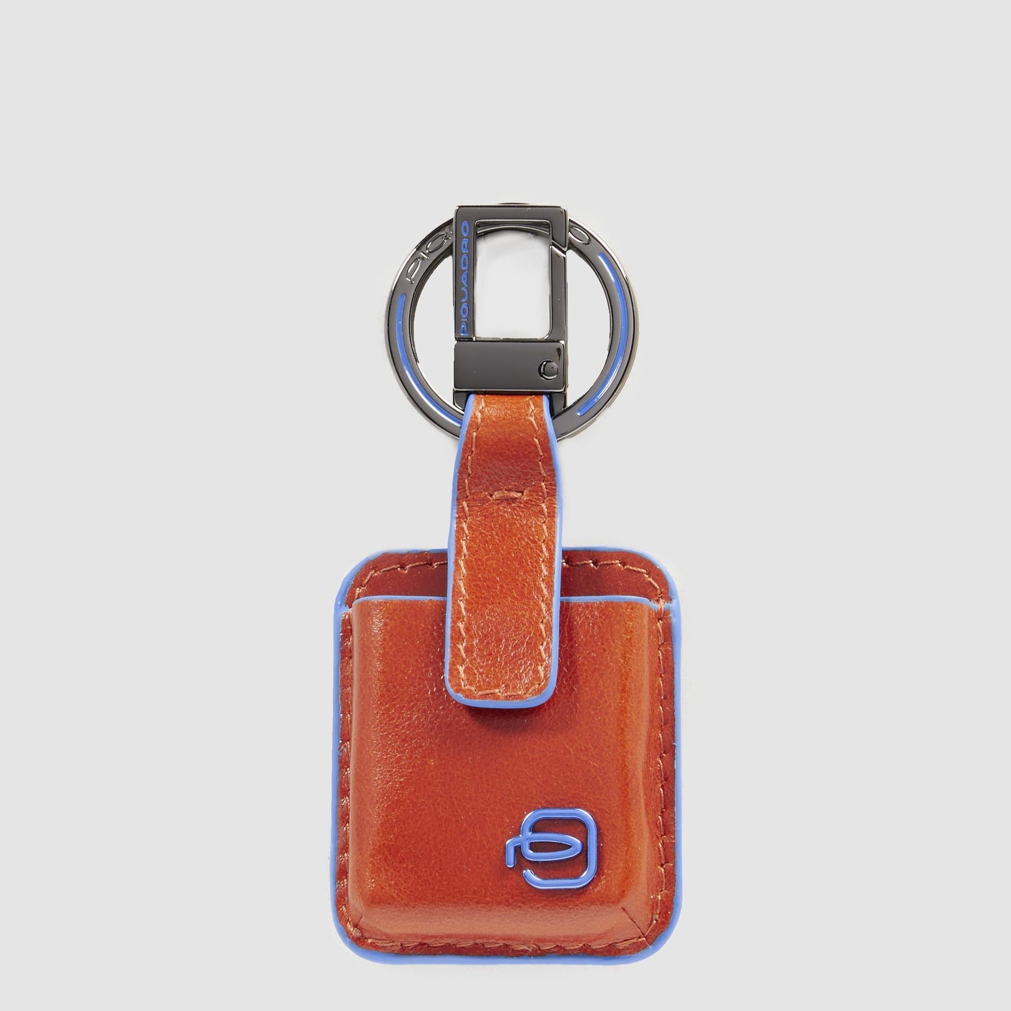 Piquadro Connequ Schlüsselanhänger Leder Schwarz Karabiner