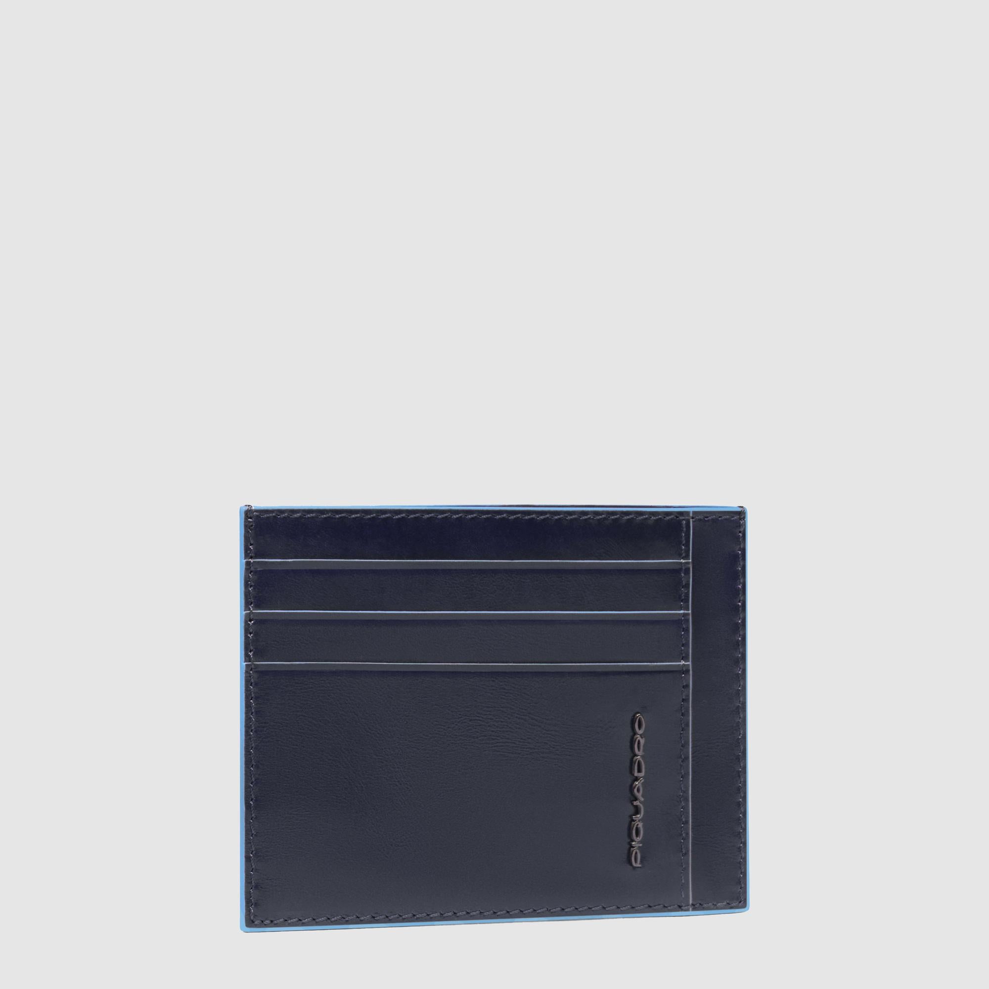 Piquadro Black Square Kartenetui Schwarz Flach Leder RFID