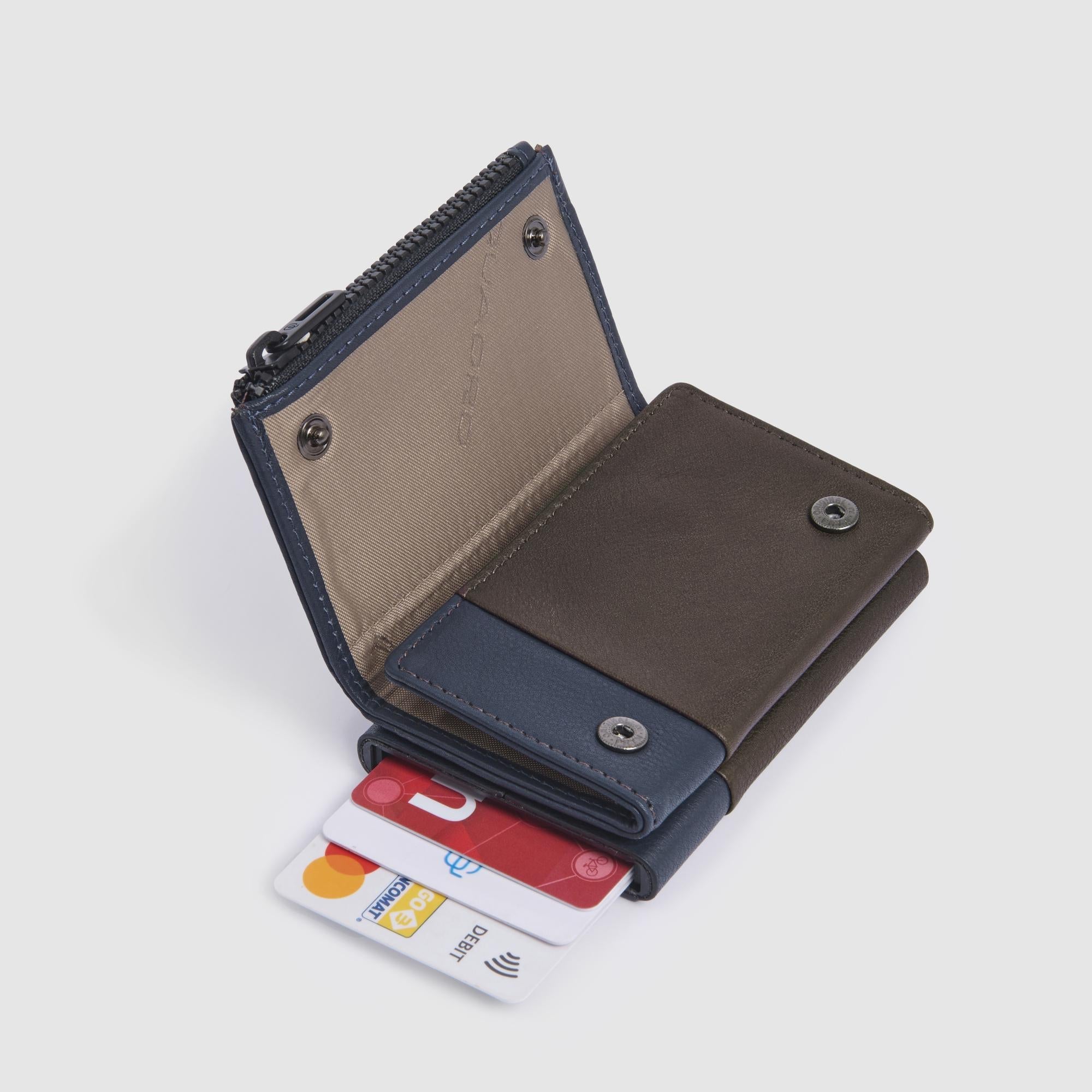 Piquadro Black Square Geldbörse Automatisch Leder Blau