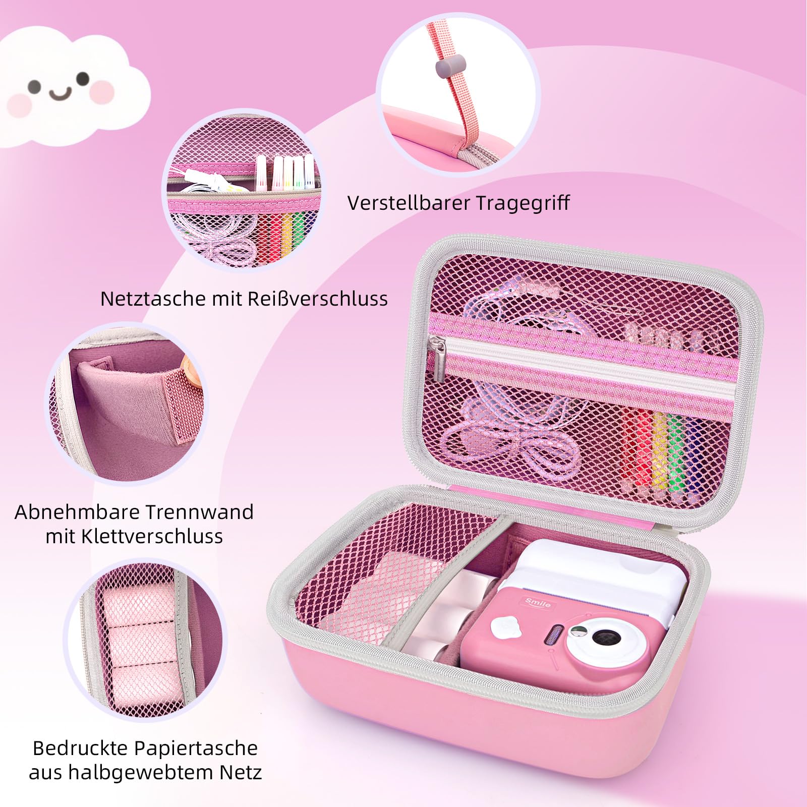 Arvok Travel Accessories Kamera Tasche Rosa für Kinderkamera