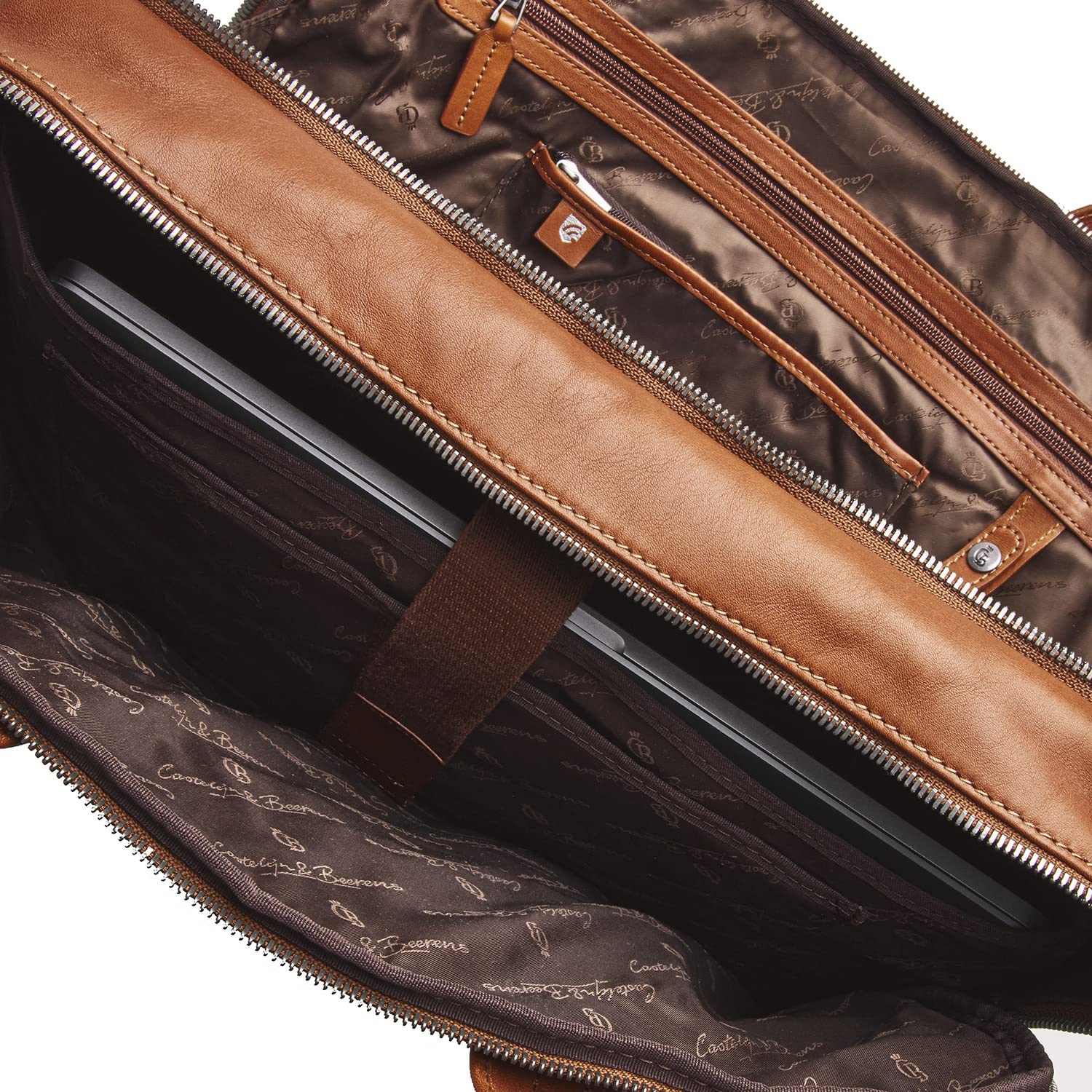 Castelijn & Beerens Firenze Laptoptasche 17 Zoll Leder hellbraun