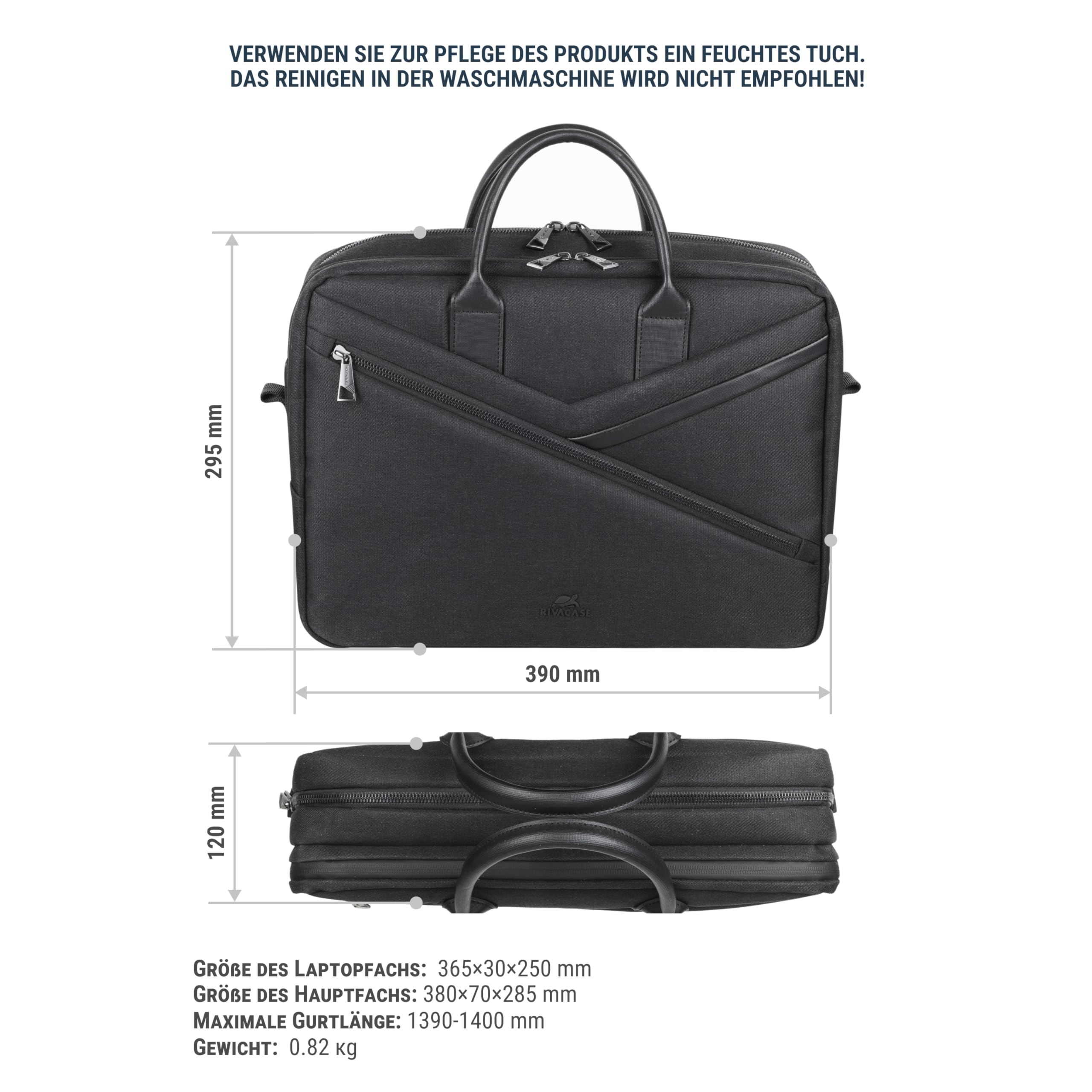 RIVACASE Alpendorf Laptoptasche 15,6 Zoll Schwarz wasserabweisend