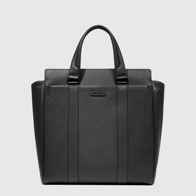Piquadro Black Square Tote Bag 14 Zoll Leder schwarz Laptop