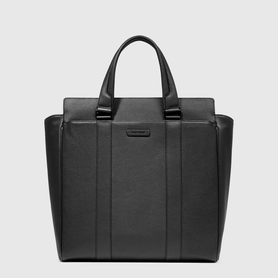 Piquadro Black Square Tote Bag 14 Zoll Leder schwarz Laptop