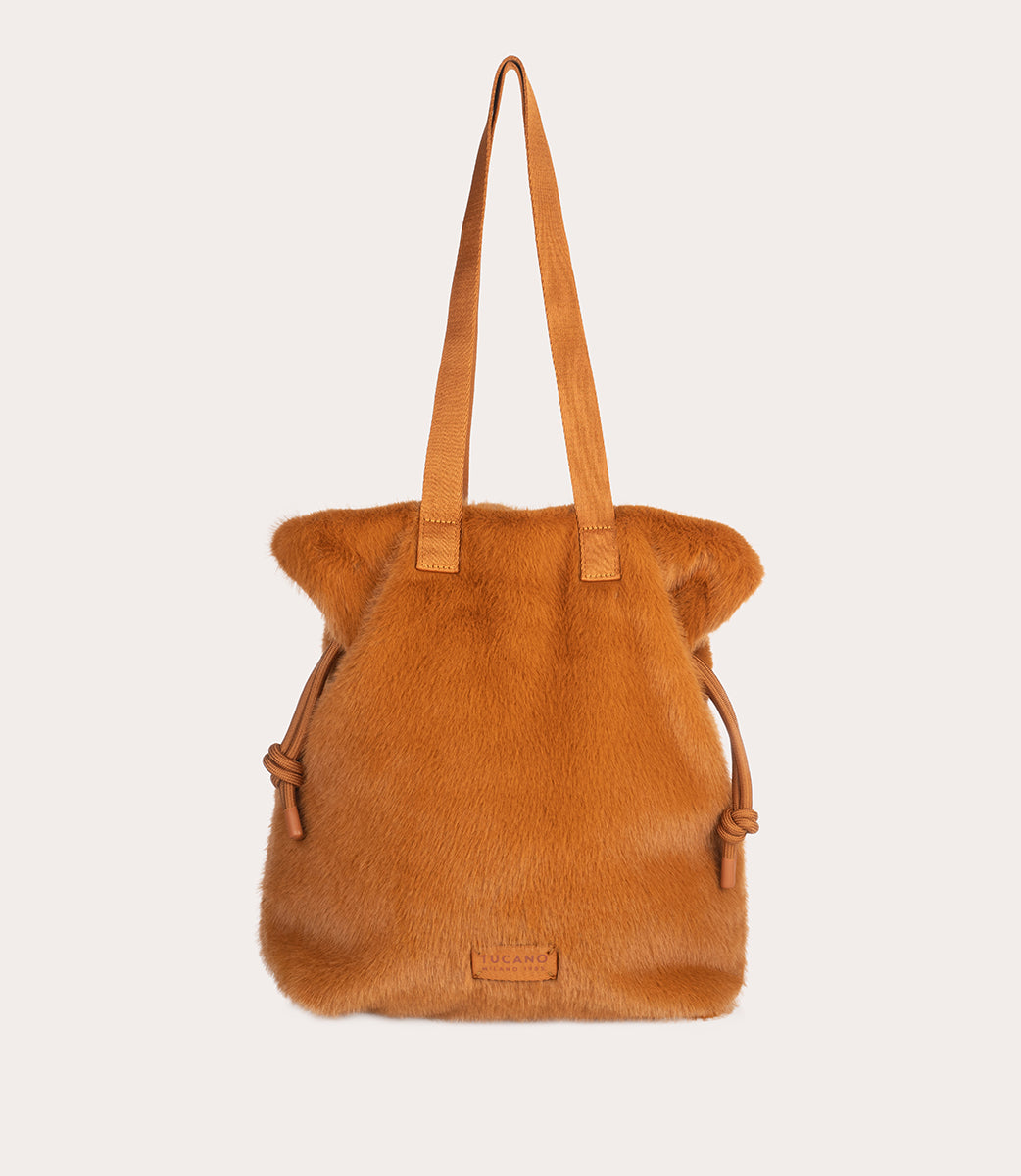 Tucano Nina Fur Shopper Laptoptasche bordeaux Kunstfell