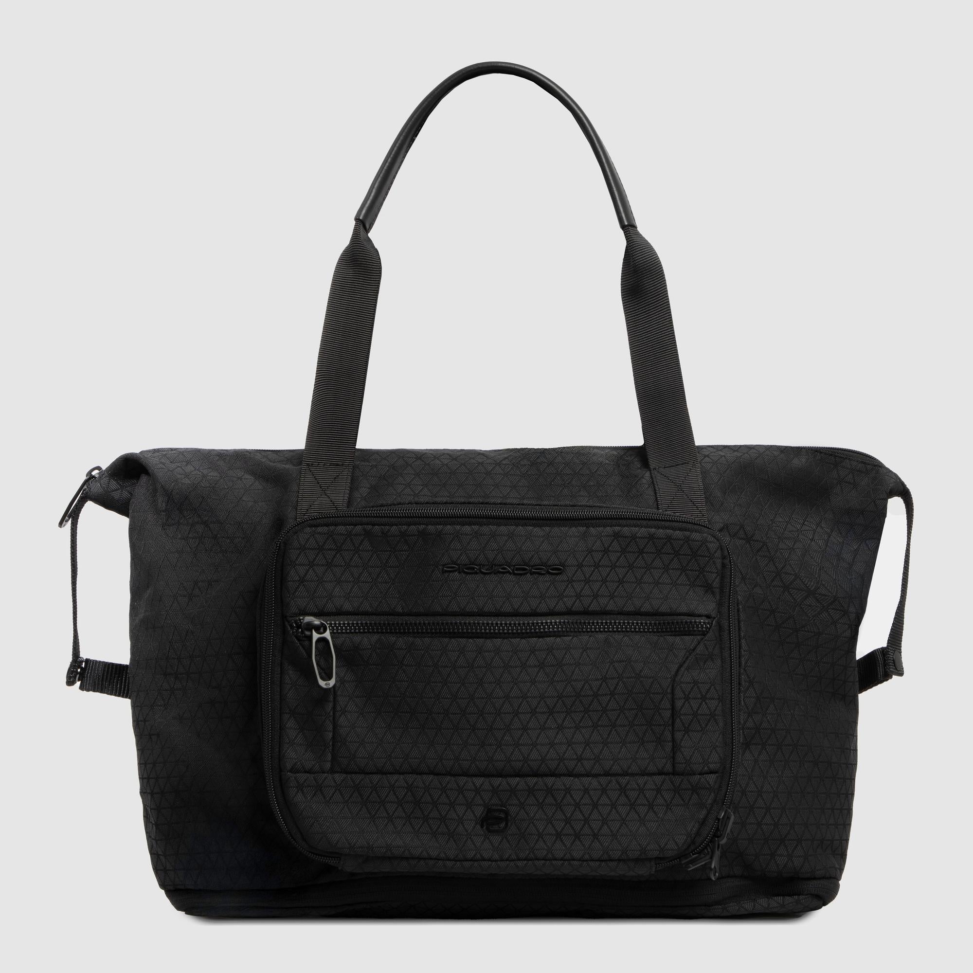 Piquadro Black Square Reisetasche faltbar schwarz recycelt