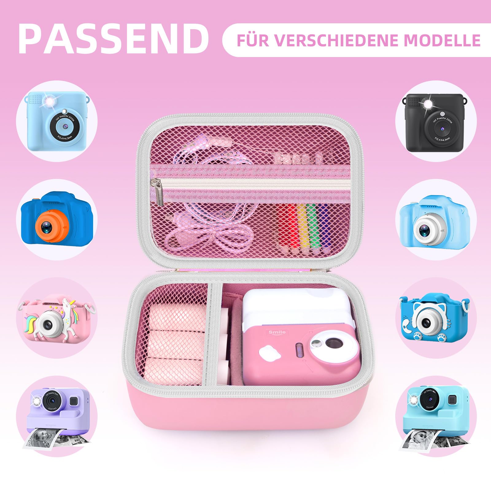 Arvok Travel Accessories Kamera Tasche Rosa für Kinderkamera