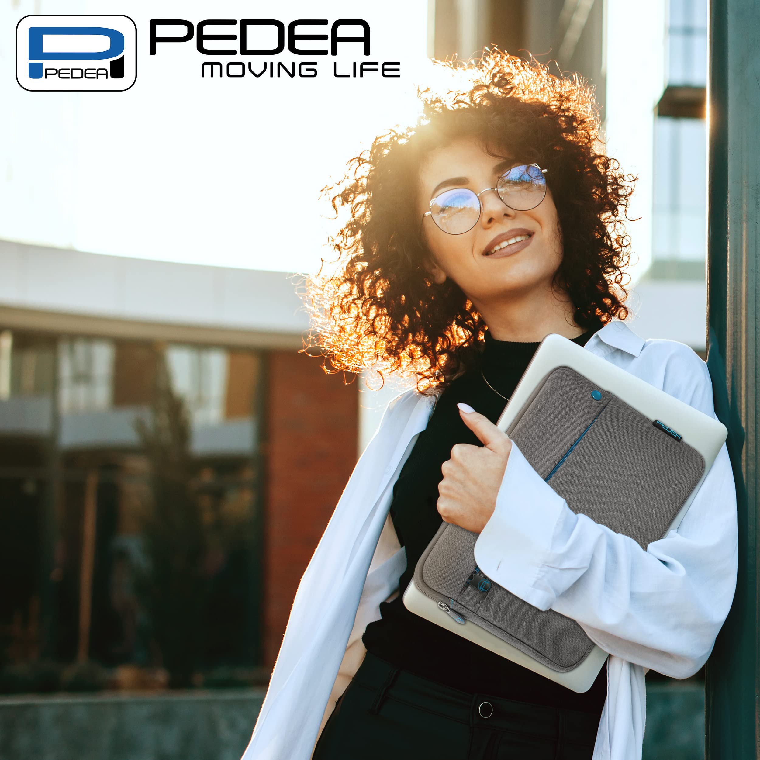 Pedea Tablet 9-11 Zoll Tasche Sleeve grau mit Zubehörfach