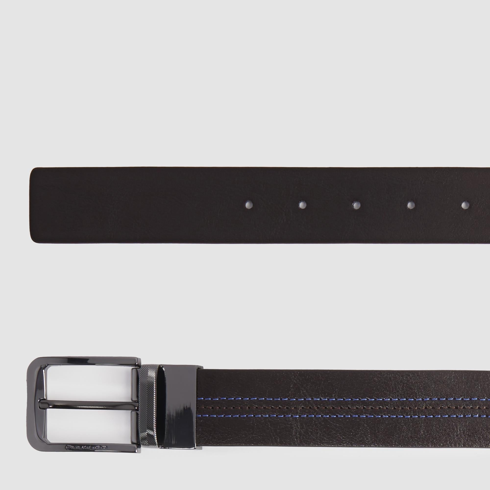 Piquadro Blue Square Gürtel Blau-Schwarz Reversibel Leder