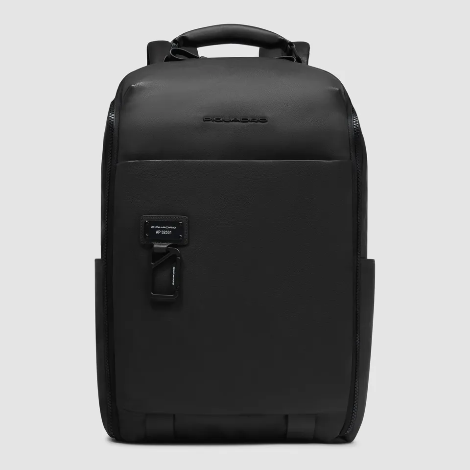 Piquadro Black Square Rucksack Leder Schwarz 15,6 Zoll