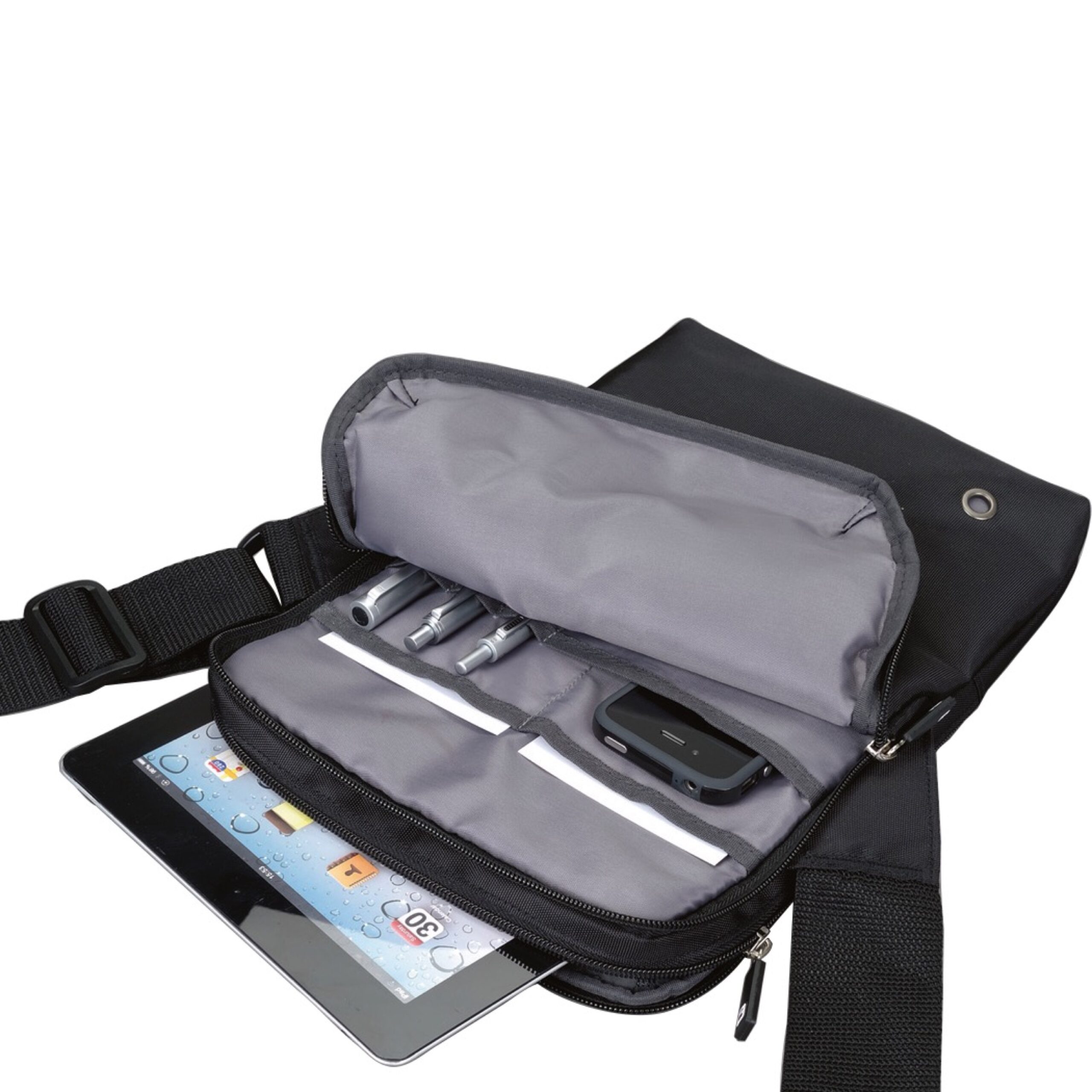 Lightpak Genius Tablet-Umhängetasche Nylon Schwarz gepolstert