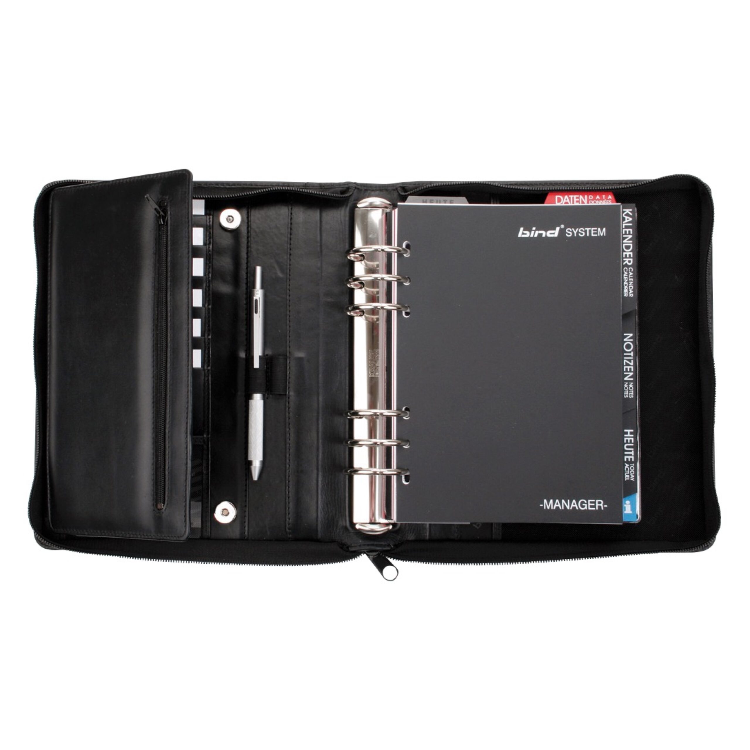Lightpak Systemplaner Manager-Planer A5 Leder schwarz Reissverschluss