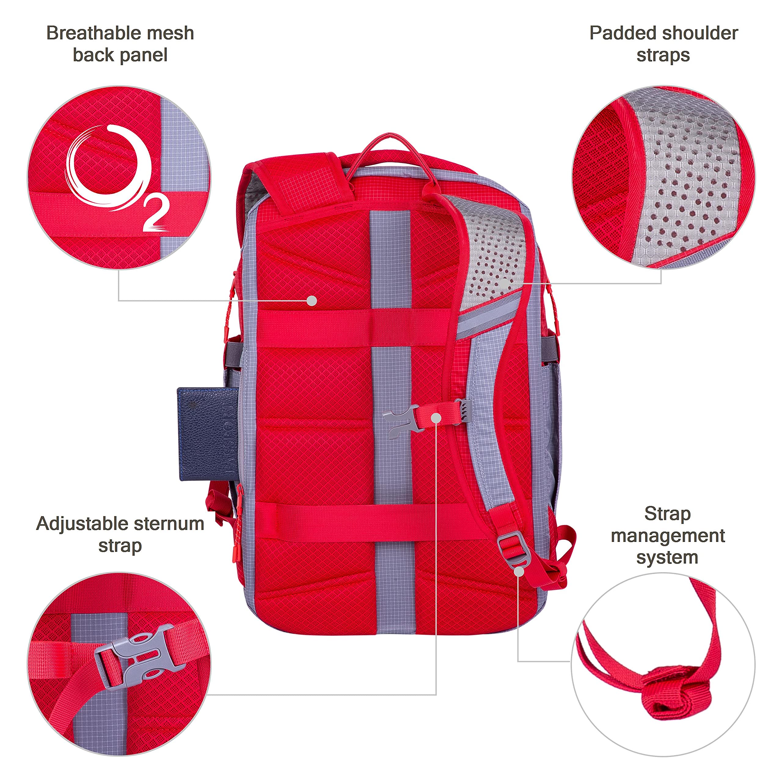 RIVACASE Ipanema 15,6 Zoll Laptoprucksack rot grau reflektierend