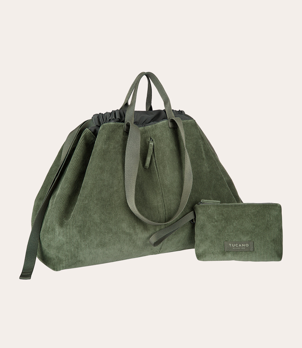 Tucano Carry Corduroy Large Weekender Samt Grün Kordelzug