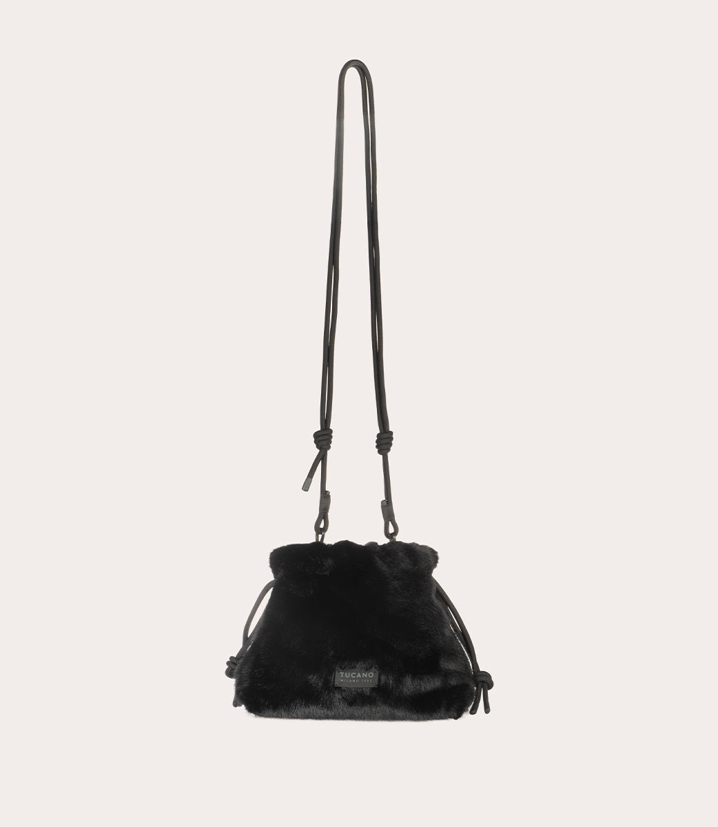 Tucano Nina Fur Beautybag Schwarz Plüsch Kordelzug