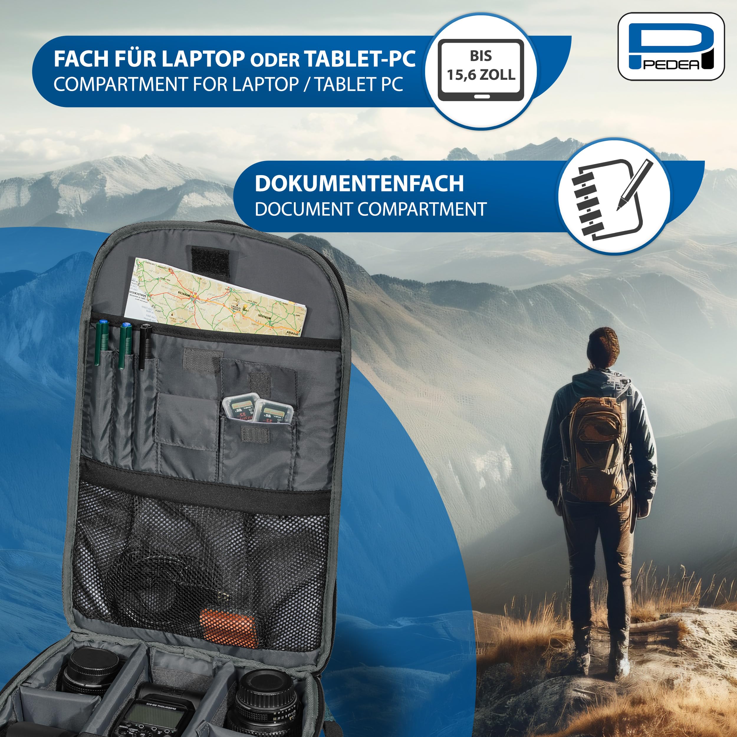 Pedea Fashion Kamerarucksack schwarz Regenschutz
