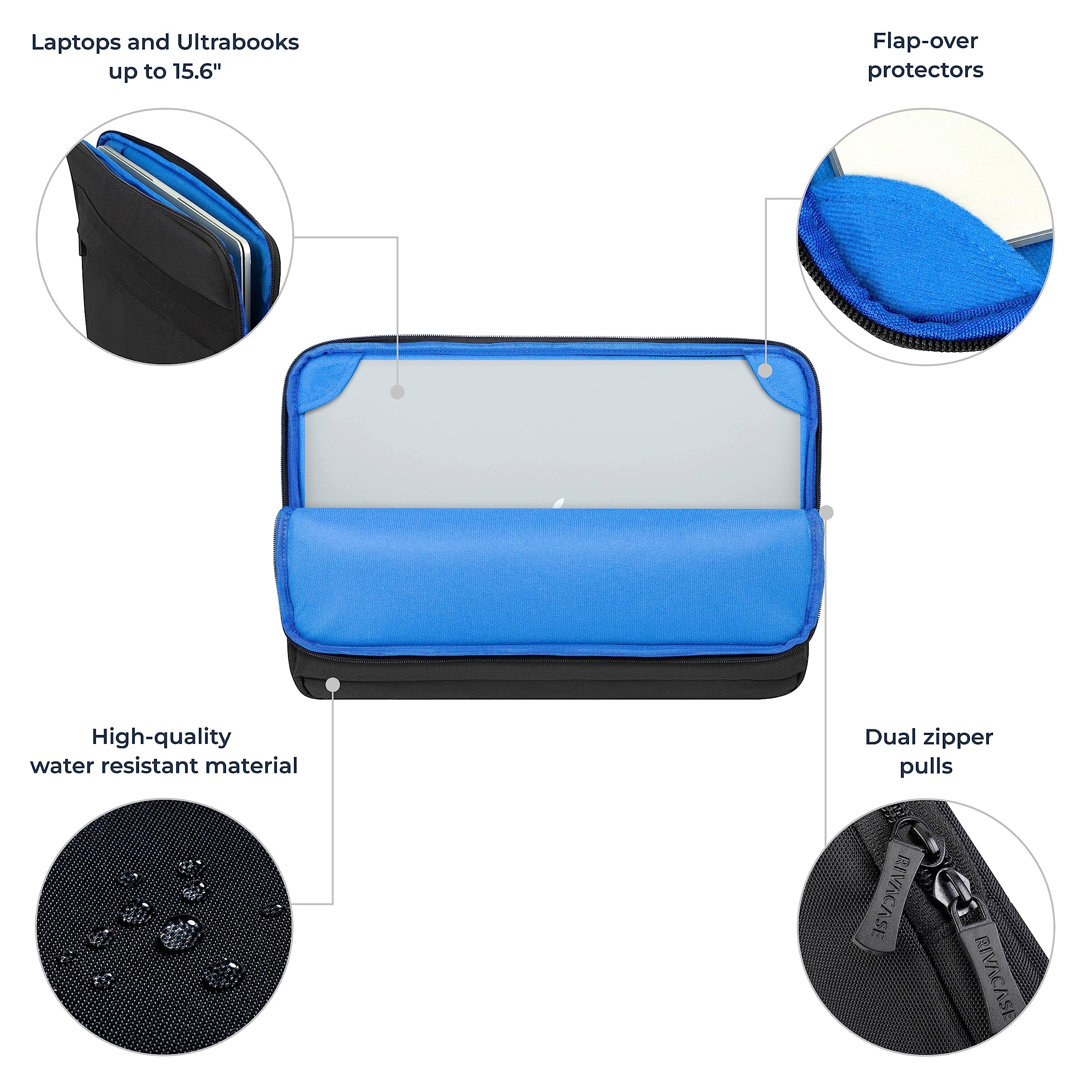 RIVACASE Antishock Laptoptasche 15,6 Zoll Schwarz
