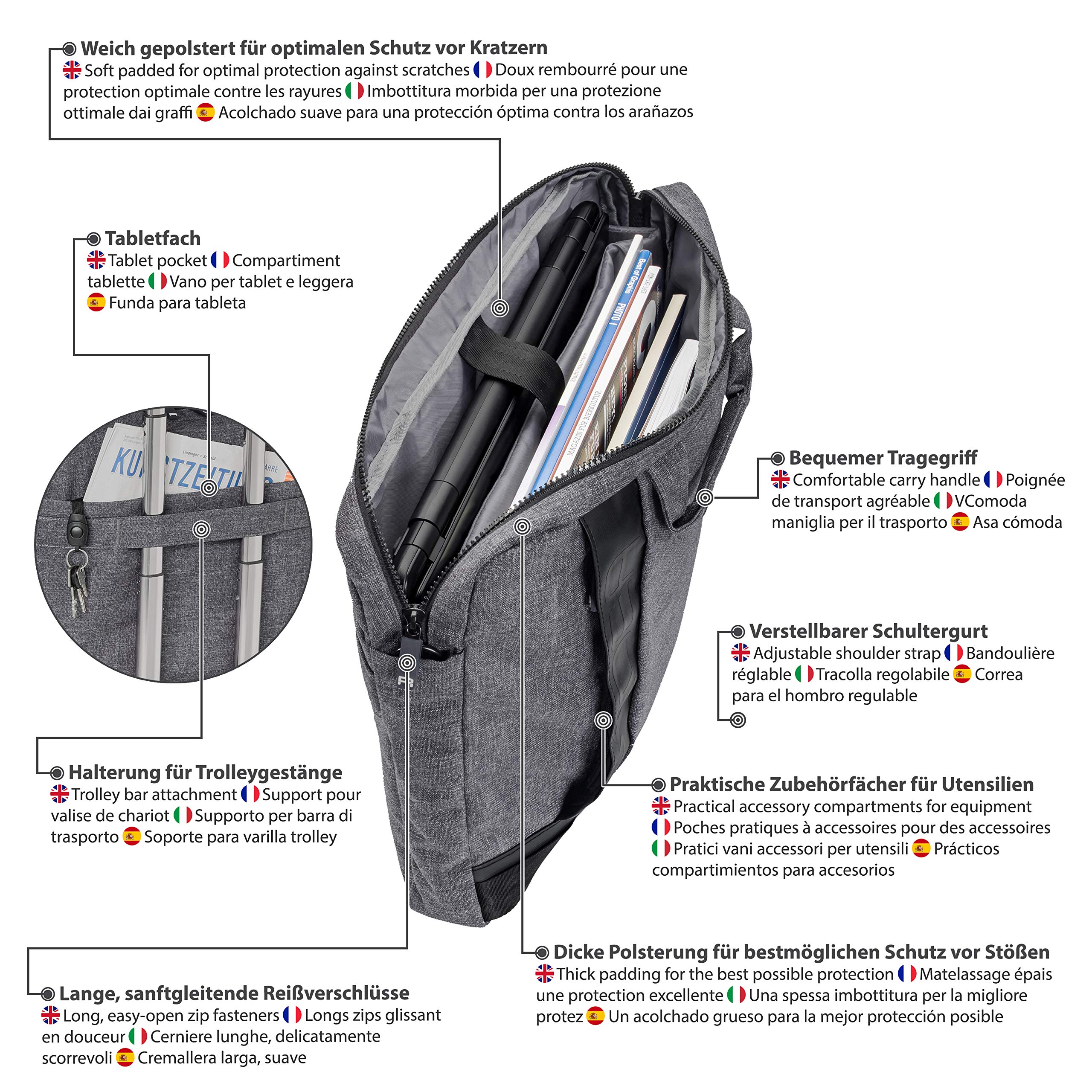 Pedea Fancy 15,6 Zoll Notebooktasche grau mit Maus