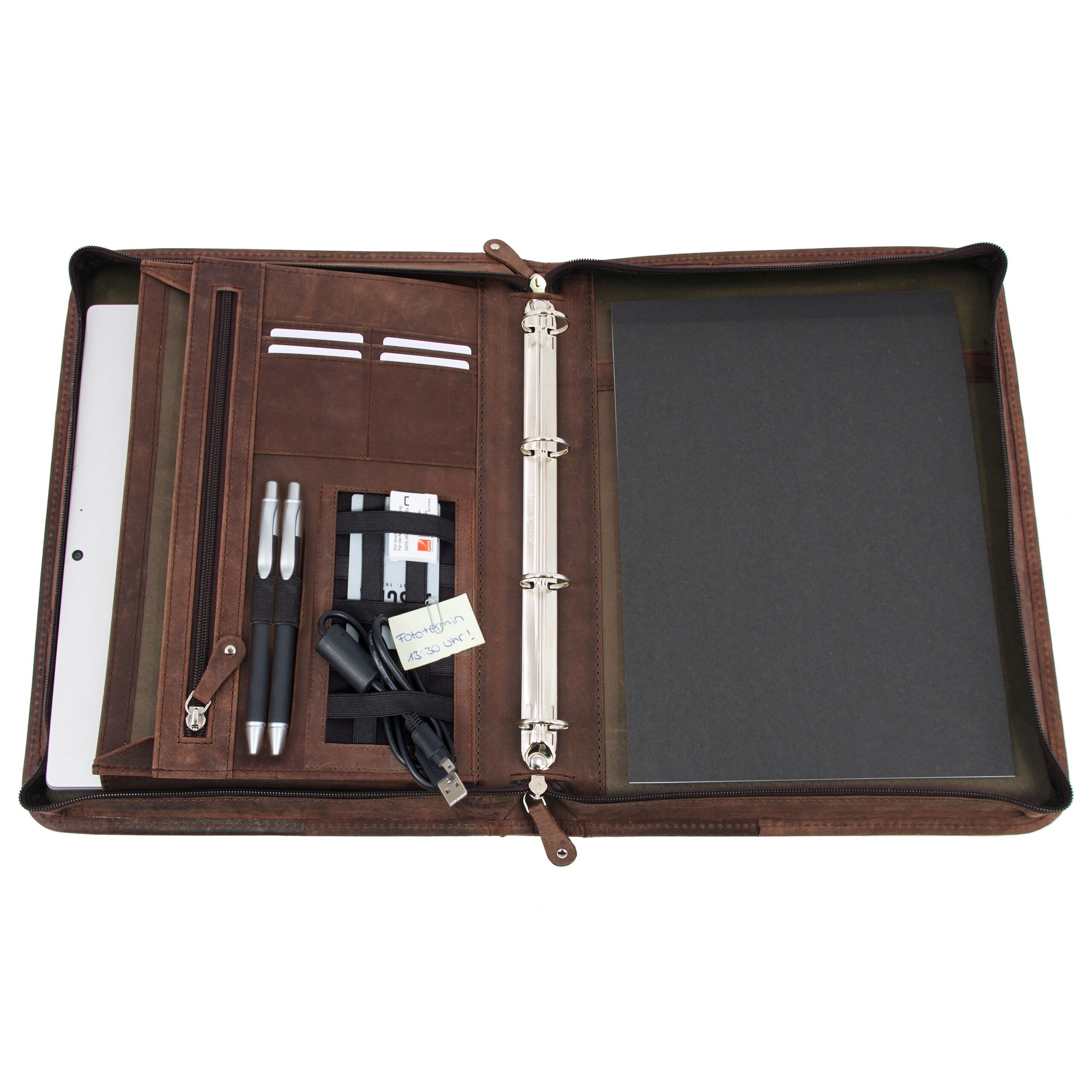 Lightpak Viggo Ringbuchmappe A4 braun Leder Tabletfach