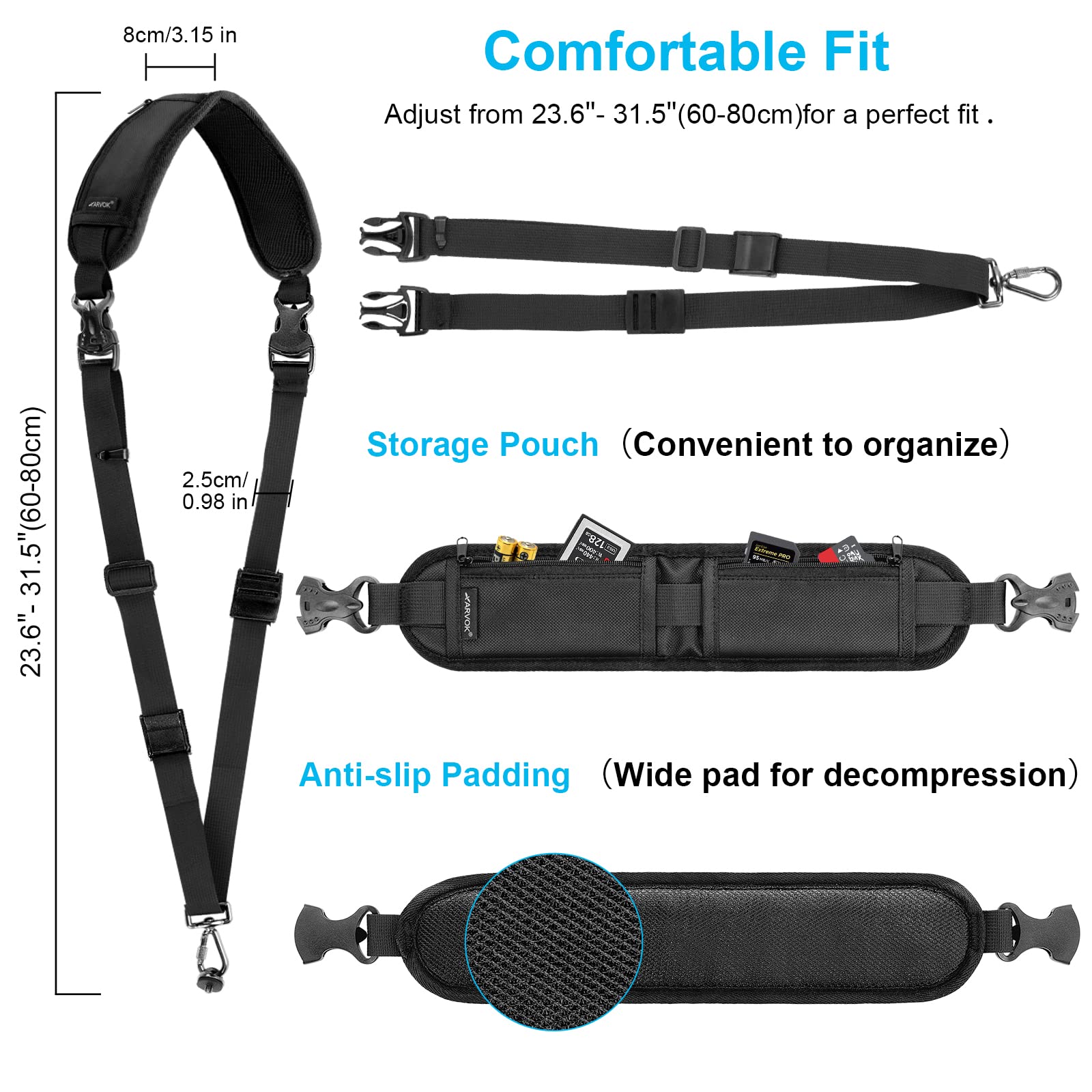 ARVOK Travel Accessories Kameragurt mit Handschlaufe Taschen