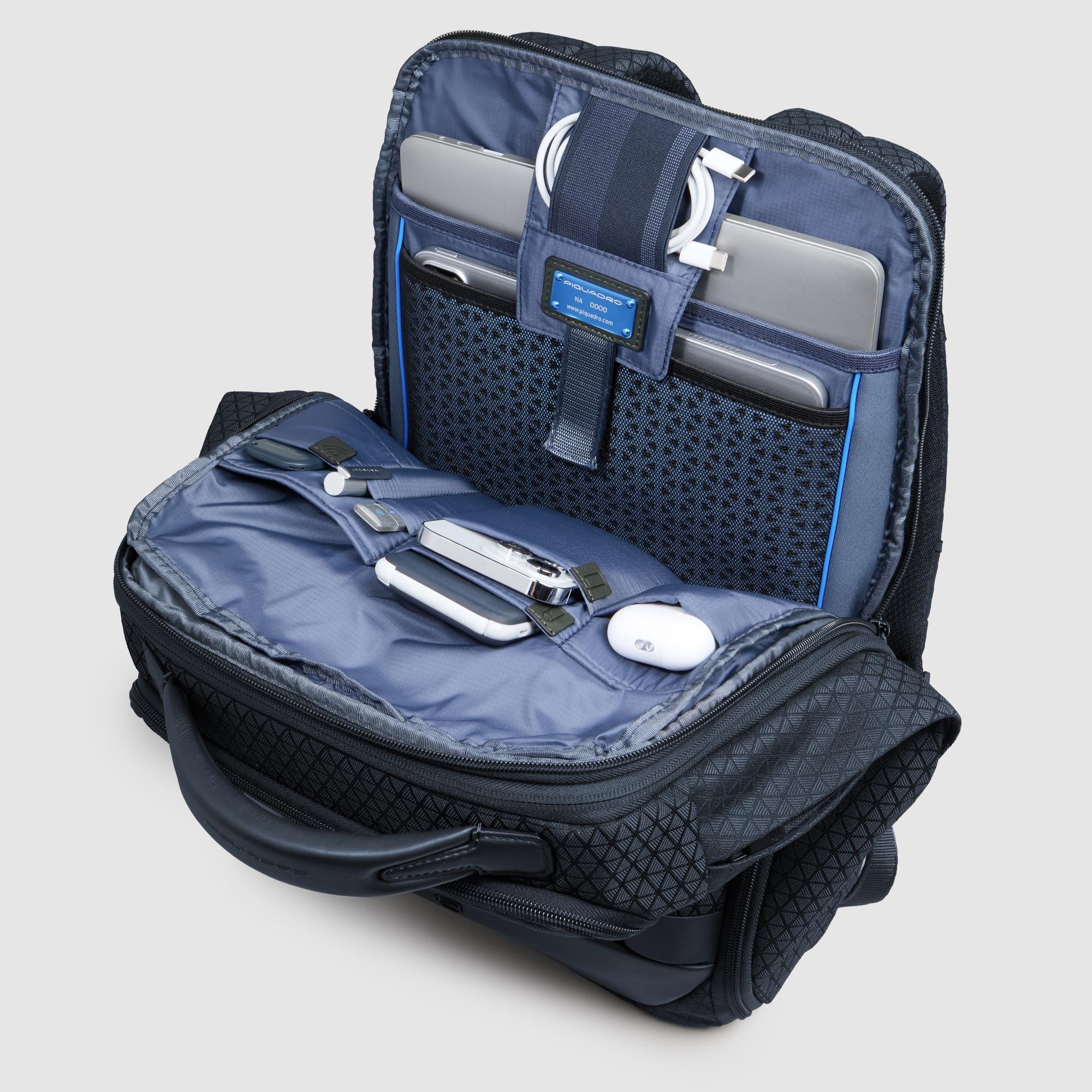 Piquadro Rover Rucksack 15,6 Zoll Laptop Modular Blau
