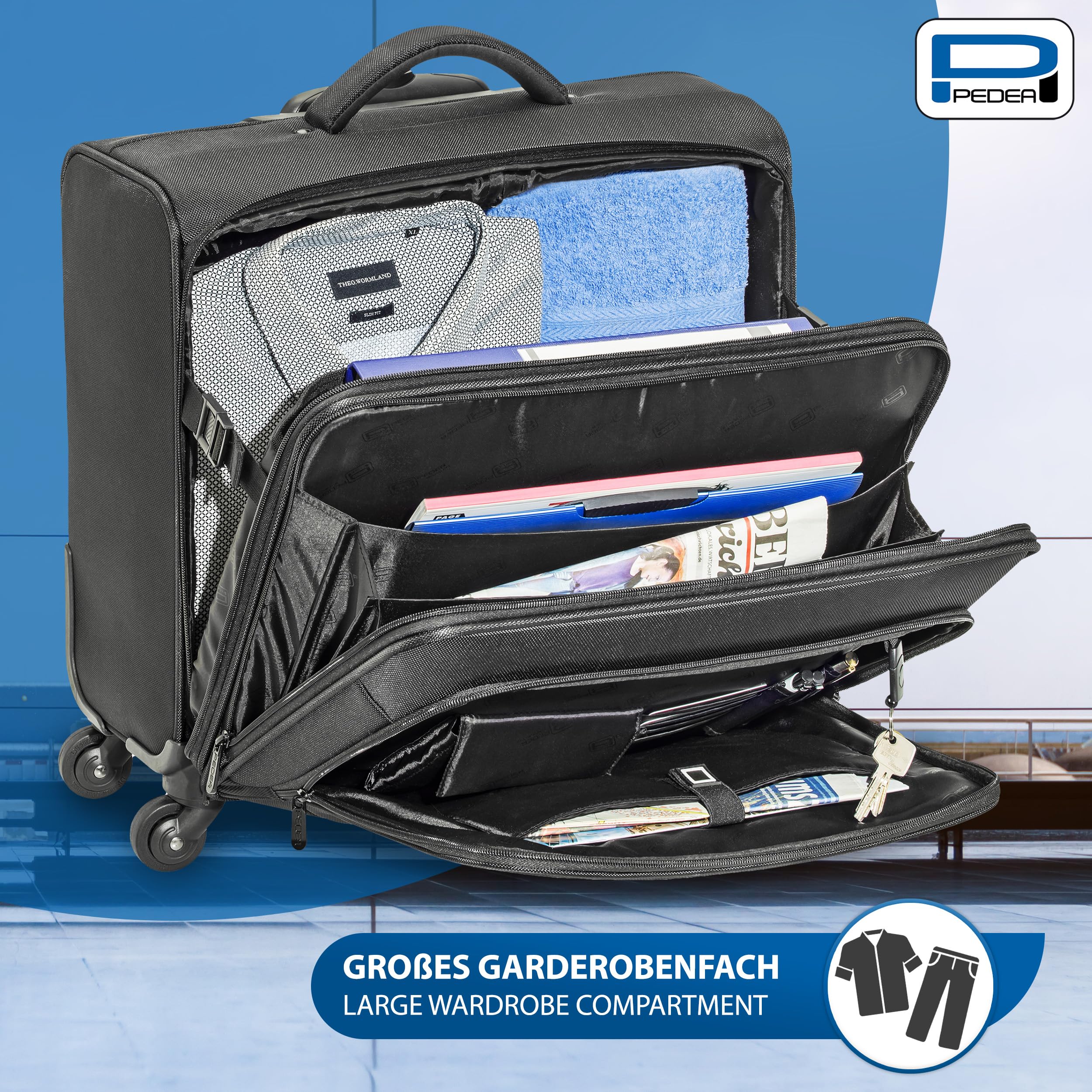 PEDEA Premium Plus Laptop-Trolley 17,3 Zoll Rollkoffer Schwarz