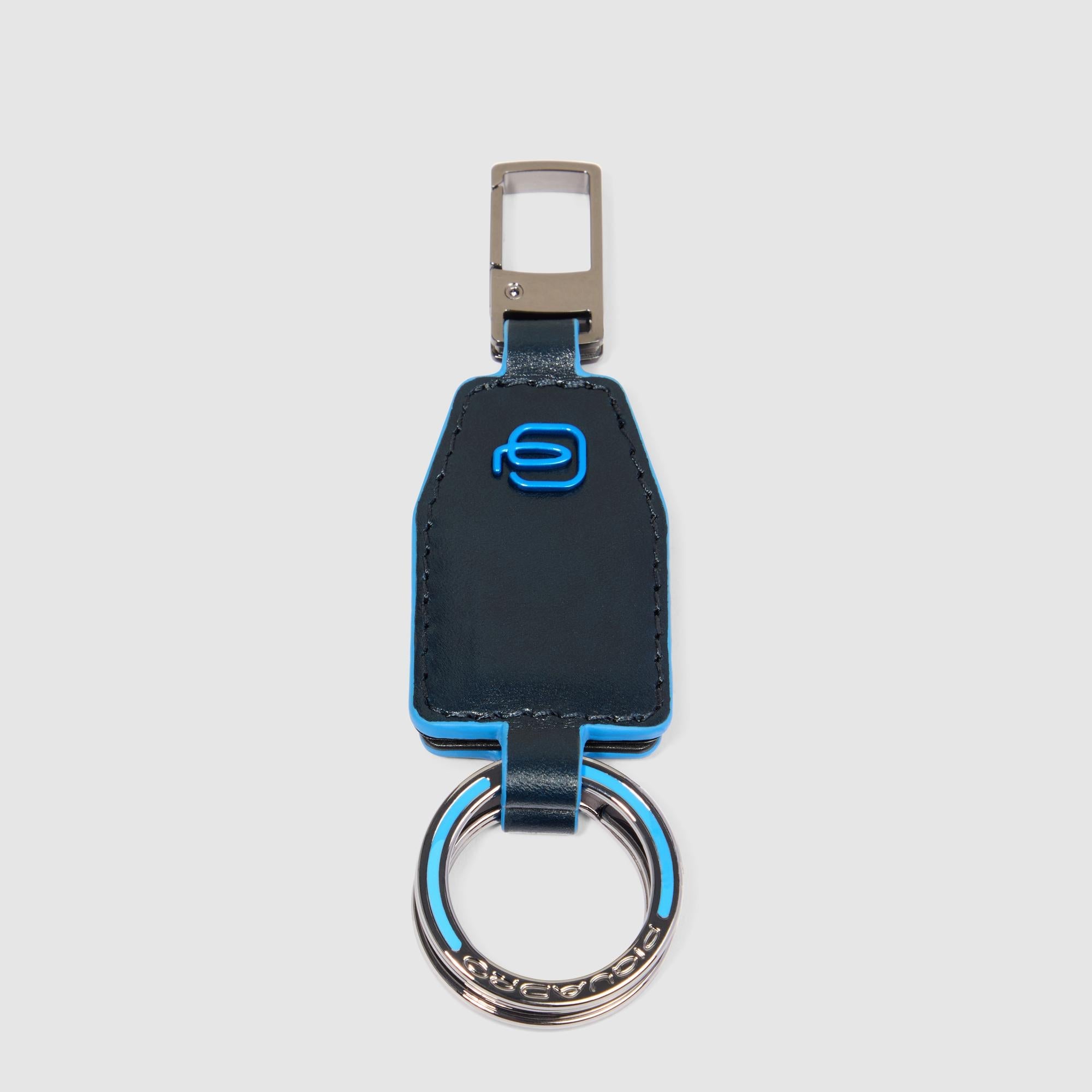 Piquadro Blue Square Schlüsselanhänger Leder Blau teilbar