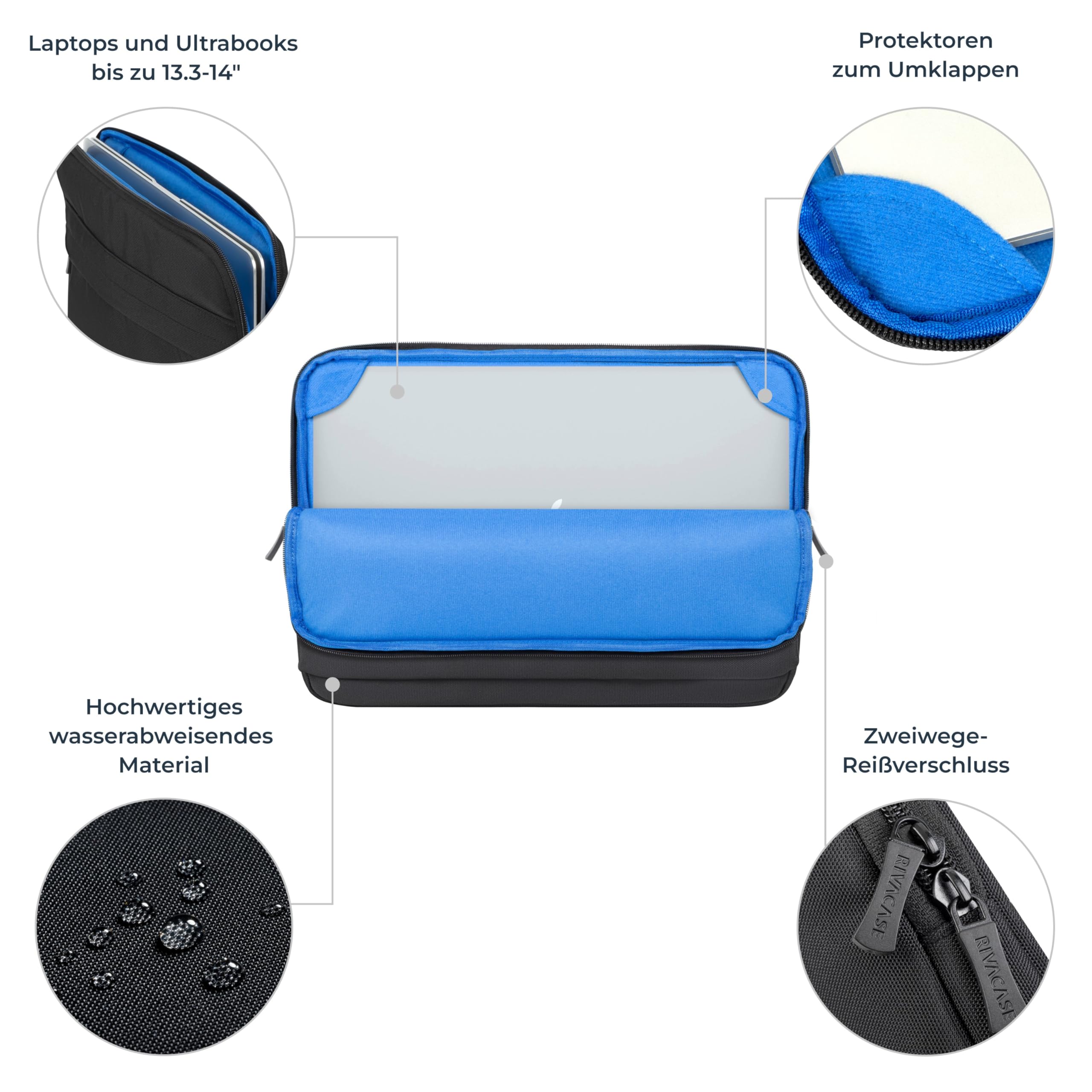 RIVACASE Antishock Laptoptasche 14 Zoll Schwarz