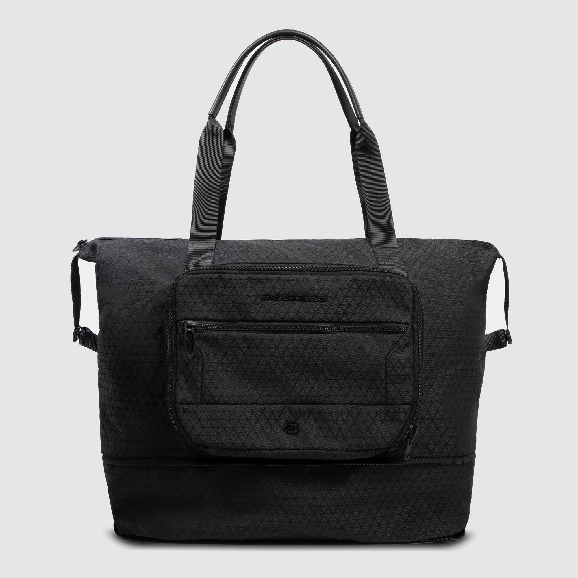 Piquadro Black Square Reisetasche faltbar schwarz recycelt