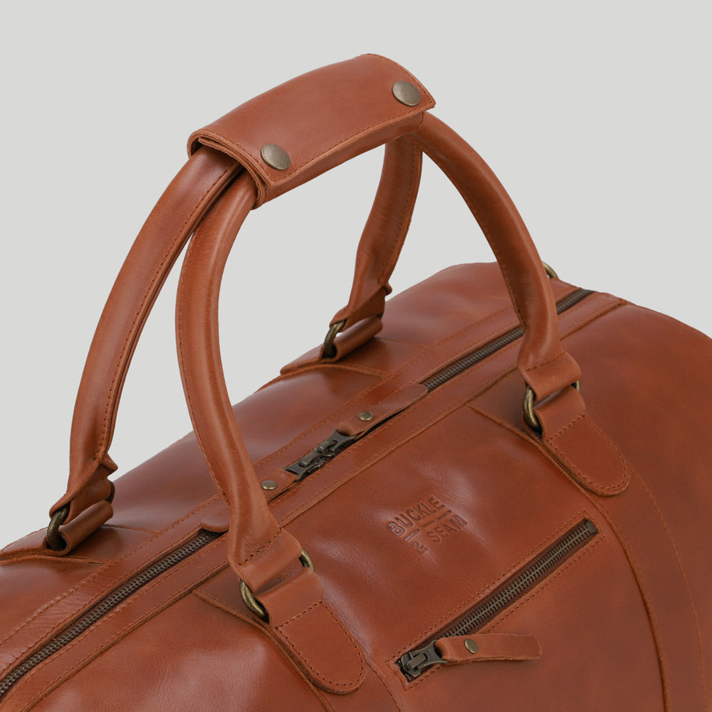 Buckle & Seam Leather Handle Griffstück Braun Leder
