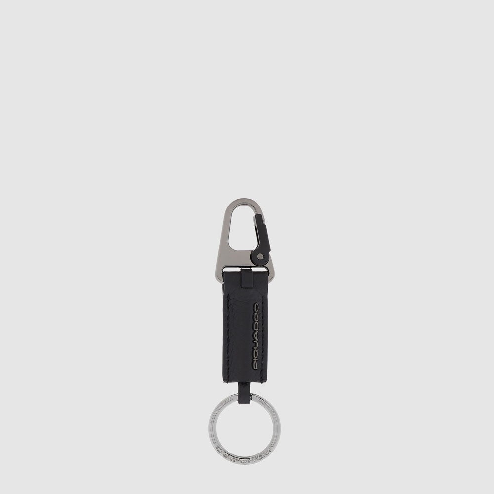 Piquadro Blue Square Schlüsselanhänger BLU Leder Karabiner