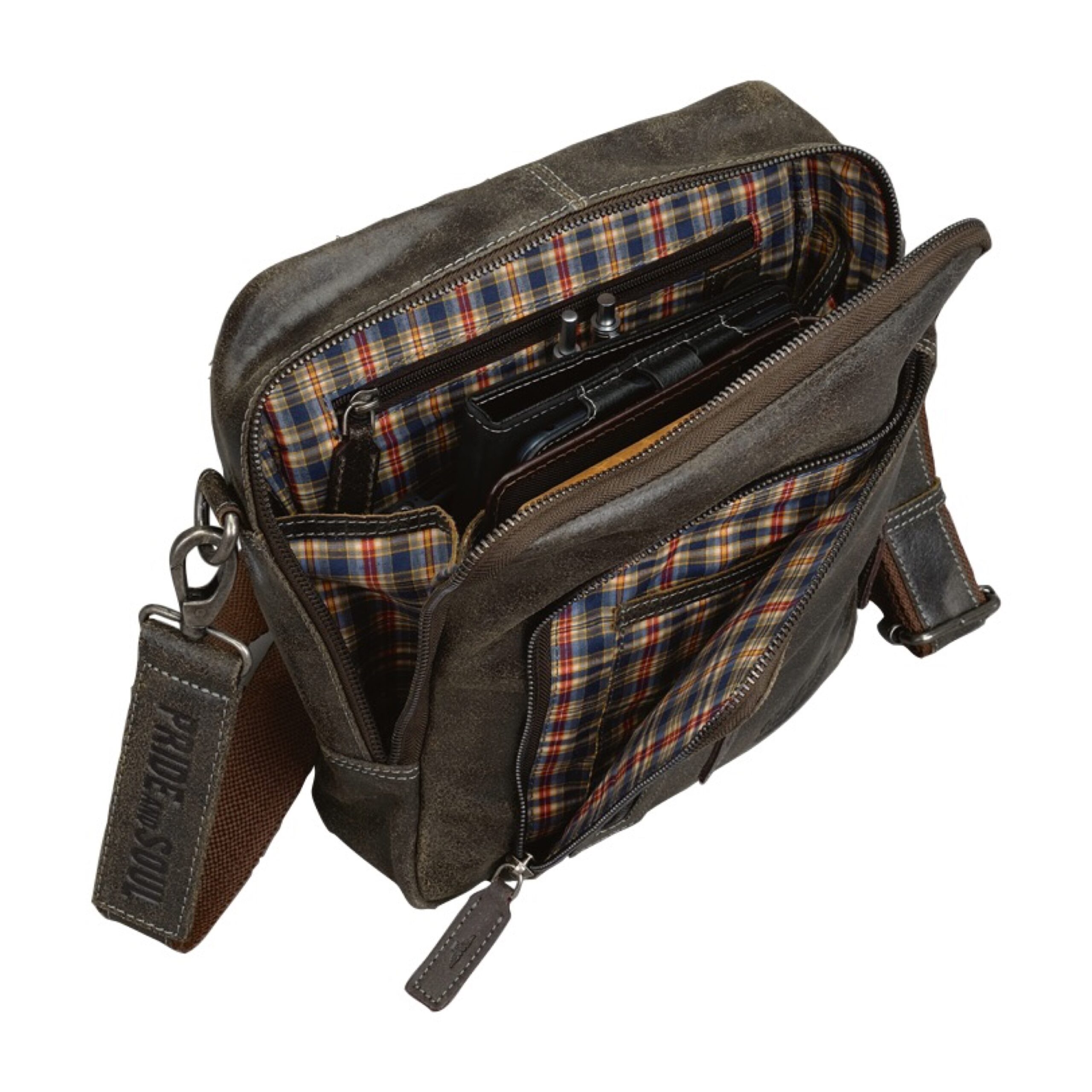 Lightpak Wretch Umhängetasche braun Leder Tabletfach