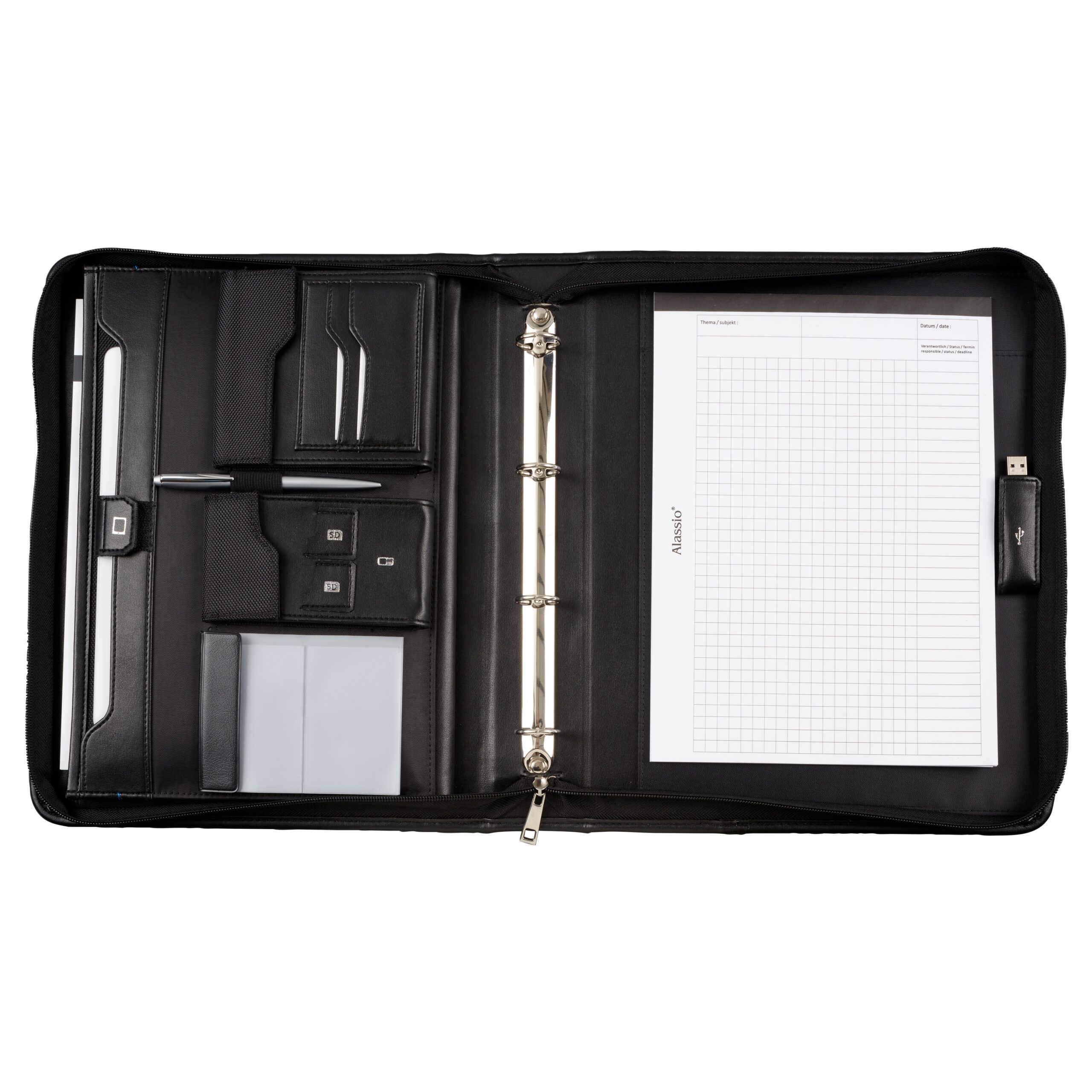Lightpak Salerno Orgamappe A4 schwarz Kunstleder Tabletfach