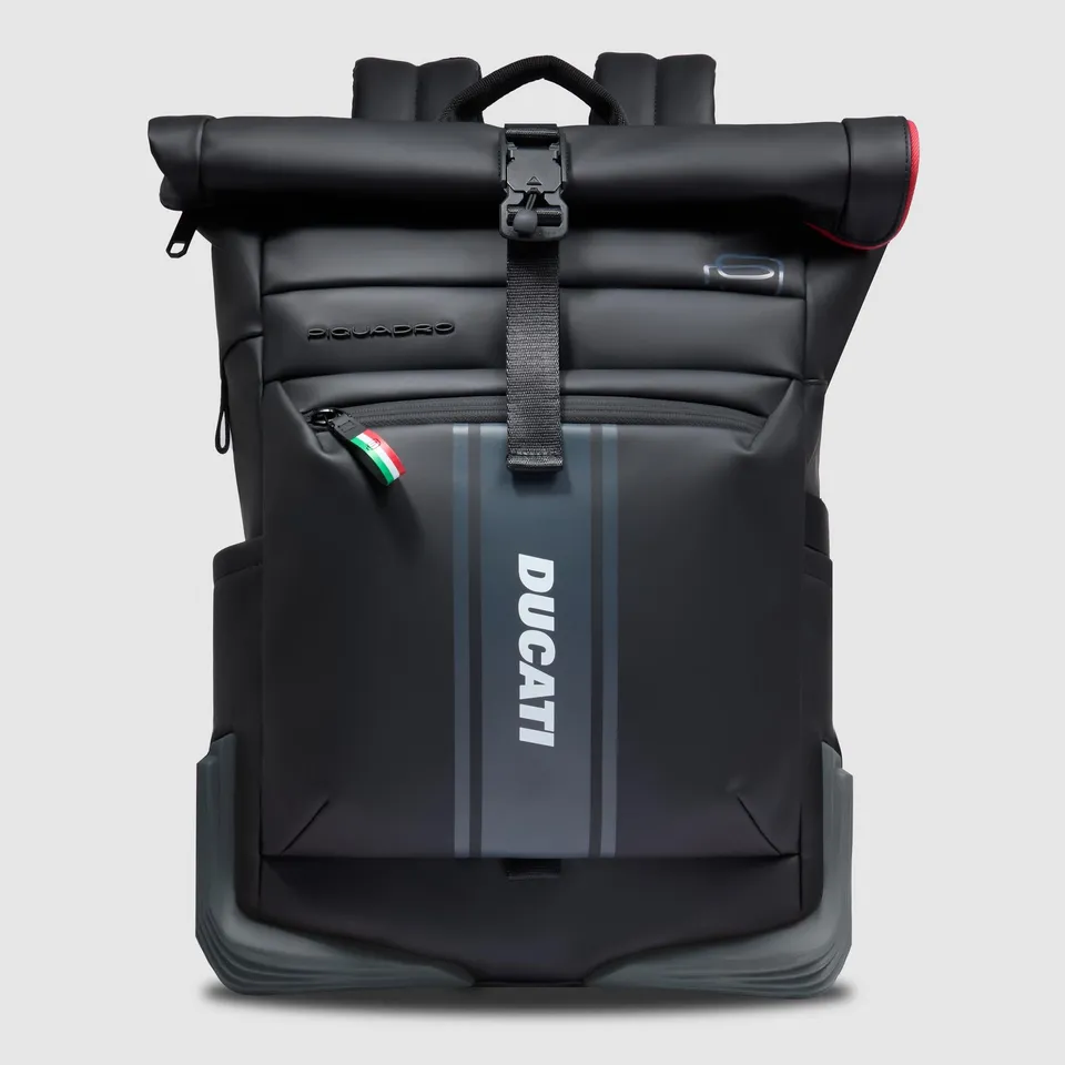 Piquadro x Ducati Rucksack 15,6 Zoll Roll-Top Schwarz
