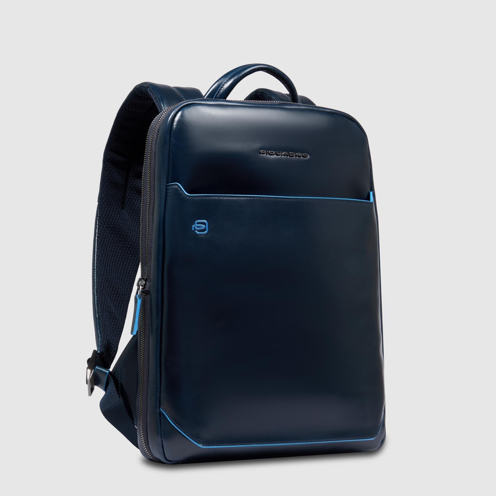 Piquadro Blue Square Rucksack 14 Zoll blau Leder RFID
