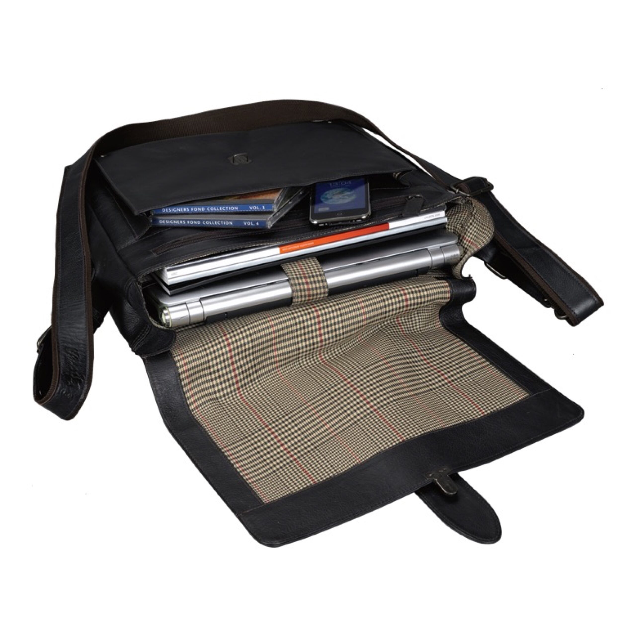 Lightpak Neo Umhängetasche Braun Leder Laptopfach