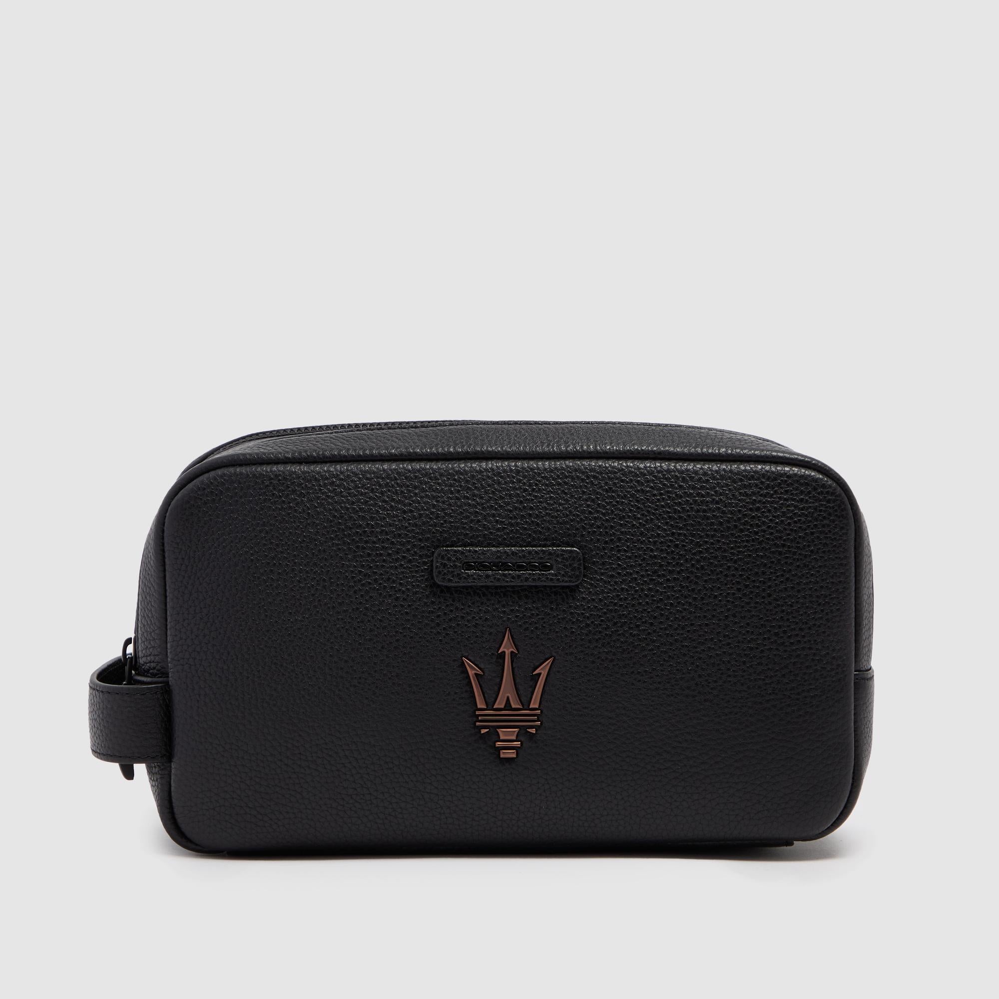 Piquadro x Maserati Beauty Case Leder Herren Schwarz