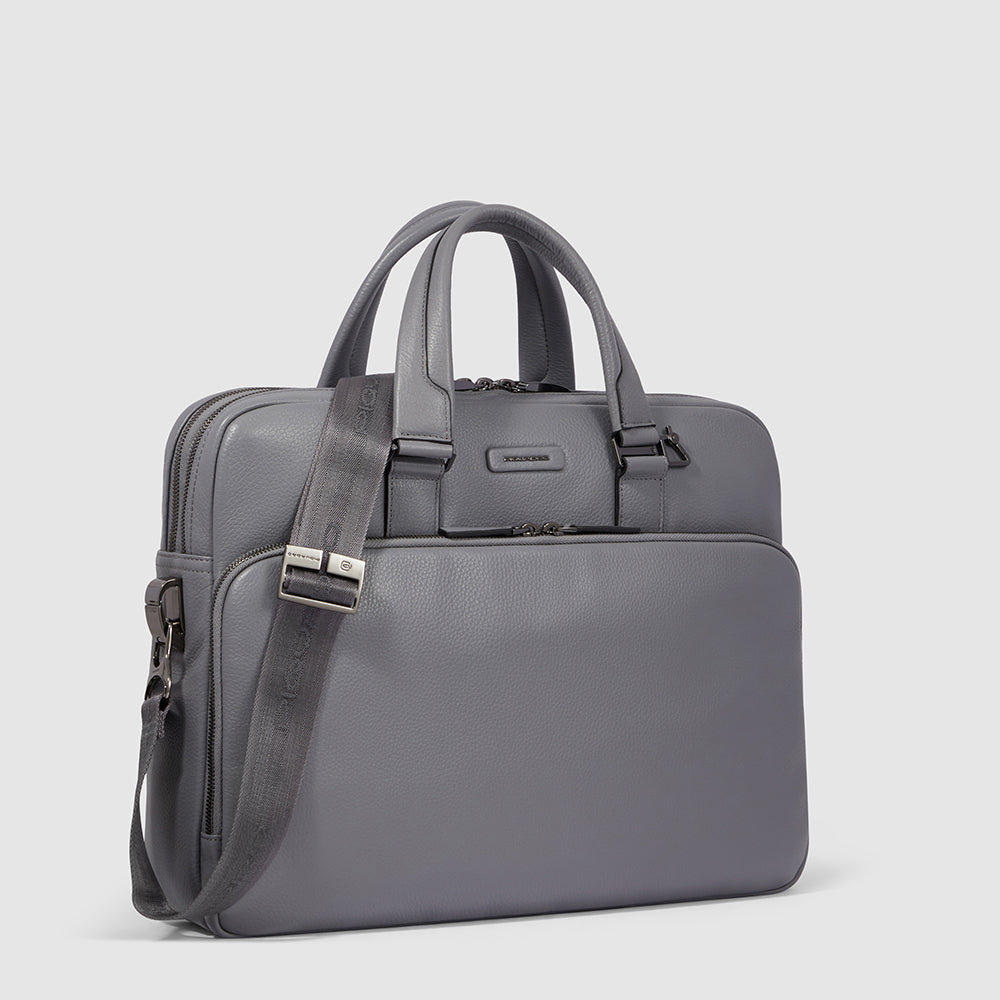 Piquadro Modus Laptoptasche 15,6 Zoll Leder schwarz 2 Fächer