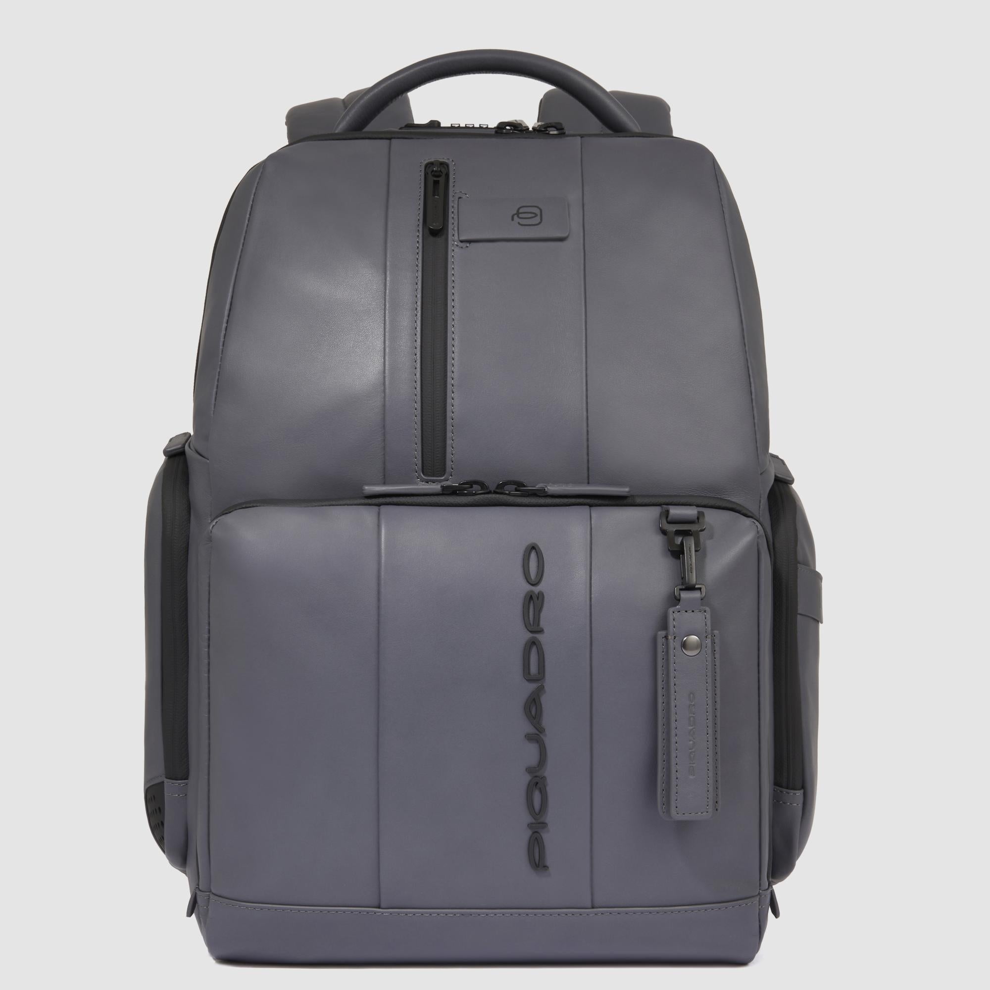 Piquadro Rover Rucksack 15,6 Zoll Leder fast-check schwarz