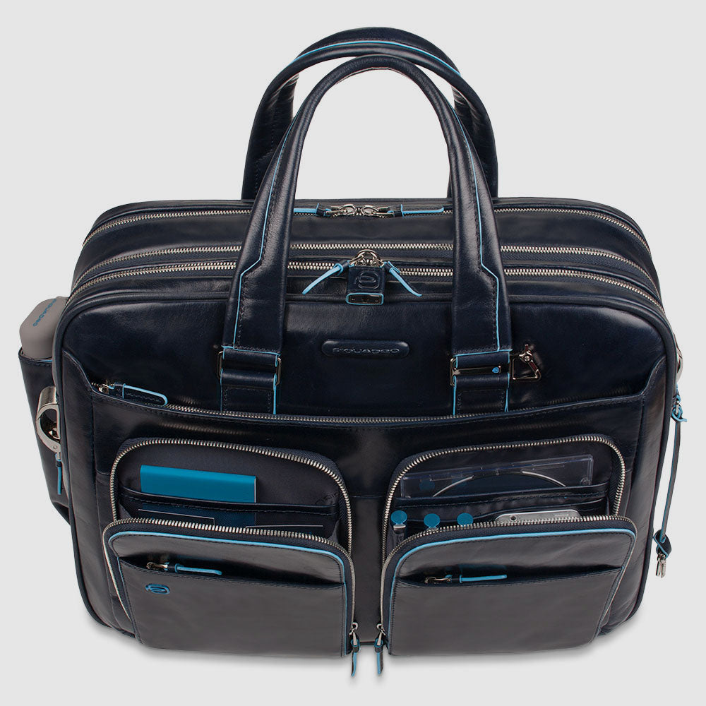 Piquadro Modus Laptoptasche 15,6 Zoll Schwarz erweiterbar