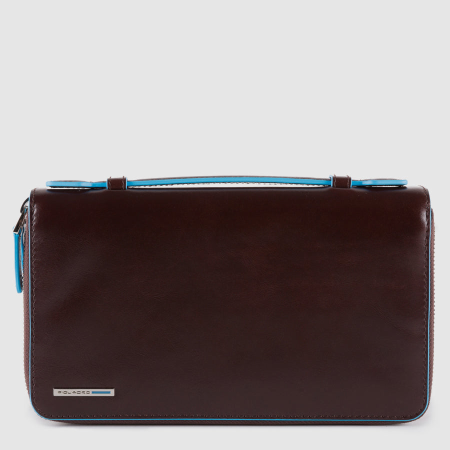 Piquadro Blue Square Reiseetui Leder Griff Schwarz RFID