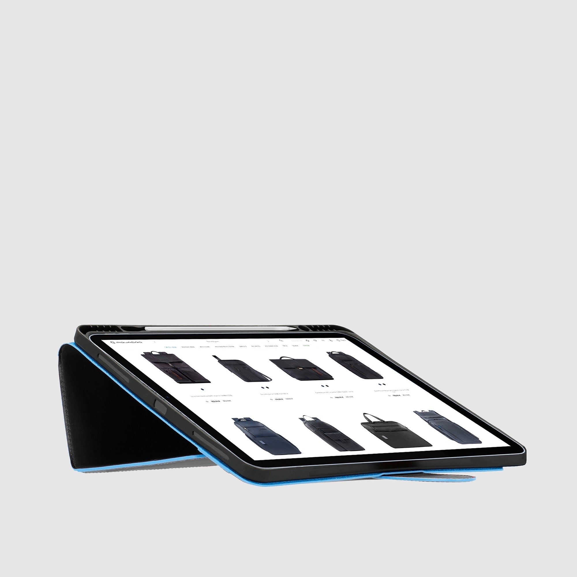 Piquadro Connequ iPad Hülle Leder 13 Zoll Air Schwarz