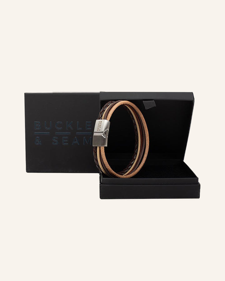 Buckle & Seam Manu Lederarmband braun Gr. M Magnetverschluss