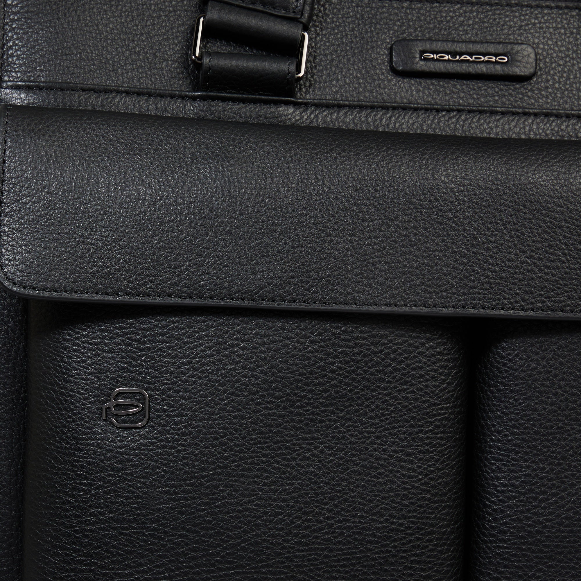 Piquadro Black Square Tote Shopper 13,3 Zoll schwarz Leder